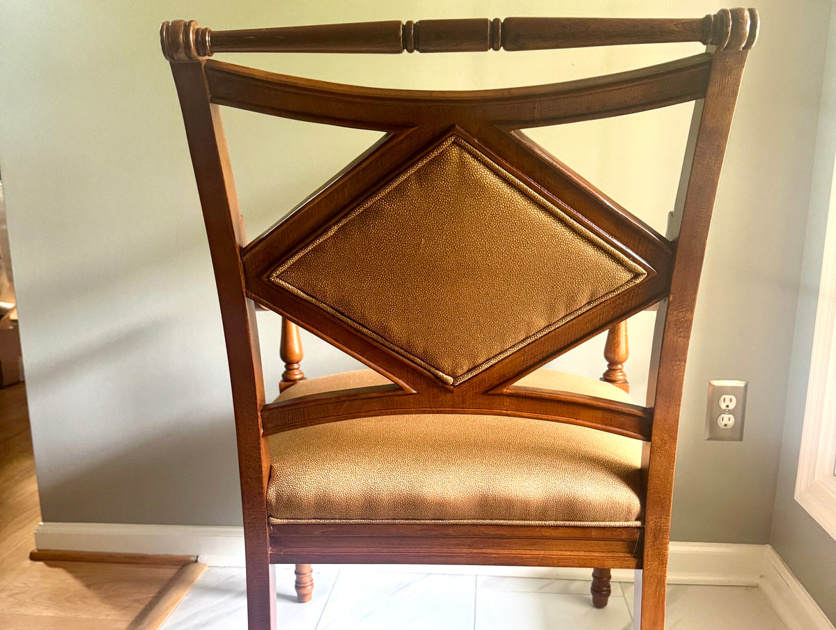 Georgian-Style Wooden Armchair by Fairfield ~ Fairfield Champagne Colored Wooden Armchairs (2 Available)
