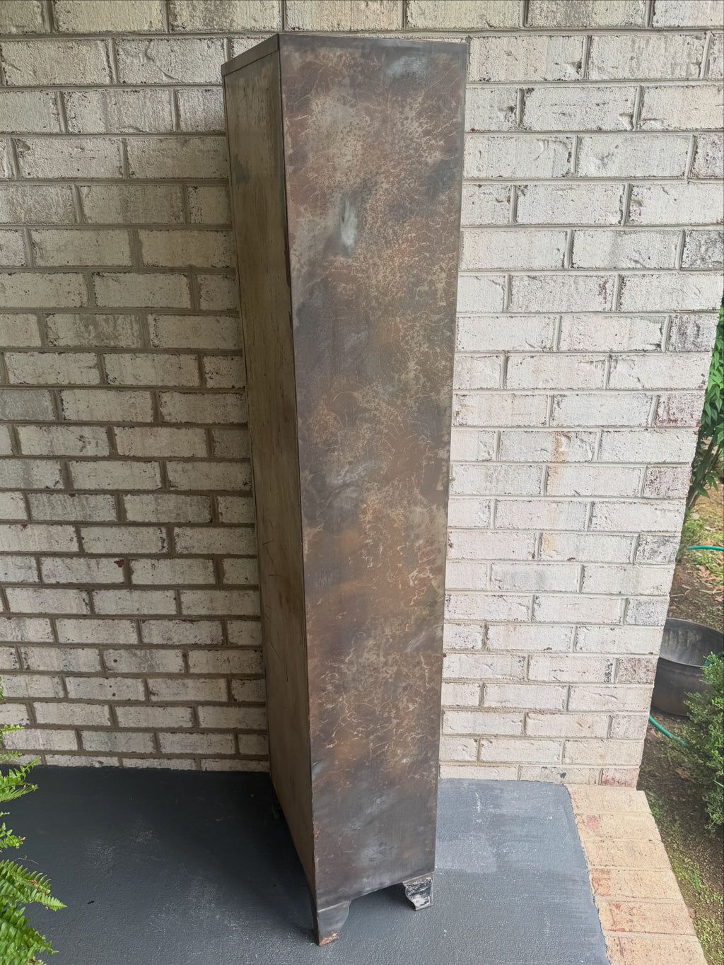Vtg Metal Distressed Patina Finish Art Deco Cabinet ~ Rustic Metal Cabinet Locker