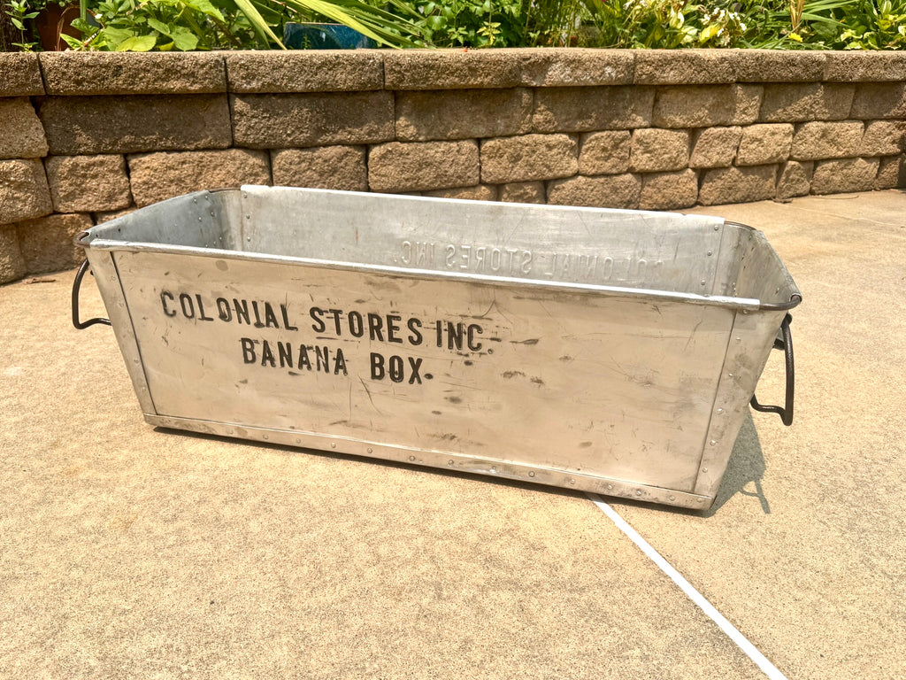 Vtg Large Metal Colonial Stores Inc. Banana Box ~ Industrial Fruit Crate