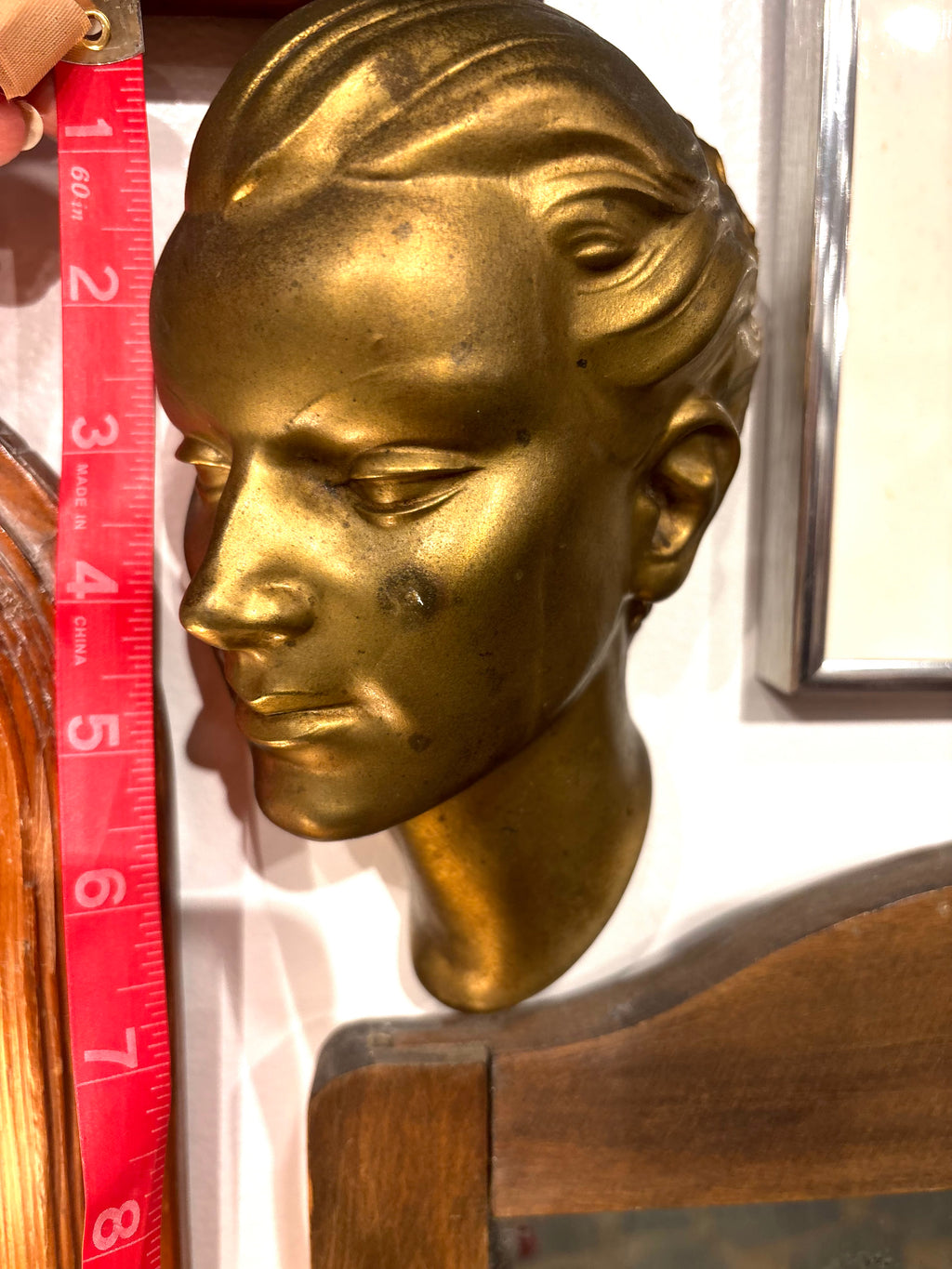 Vtg Art Deco Signed Frankart Female Head Cast Metal Wall Hanging