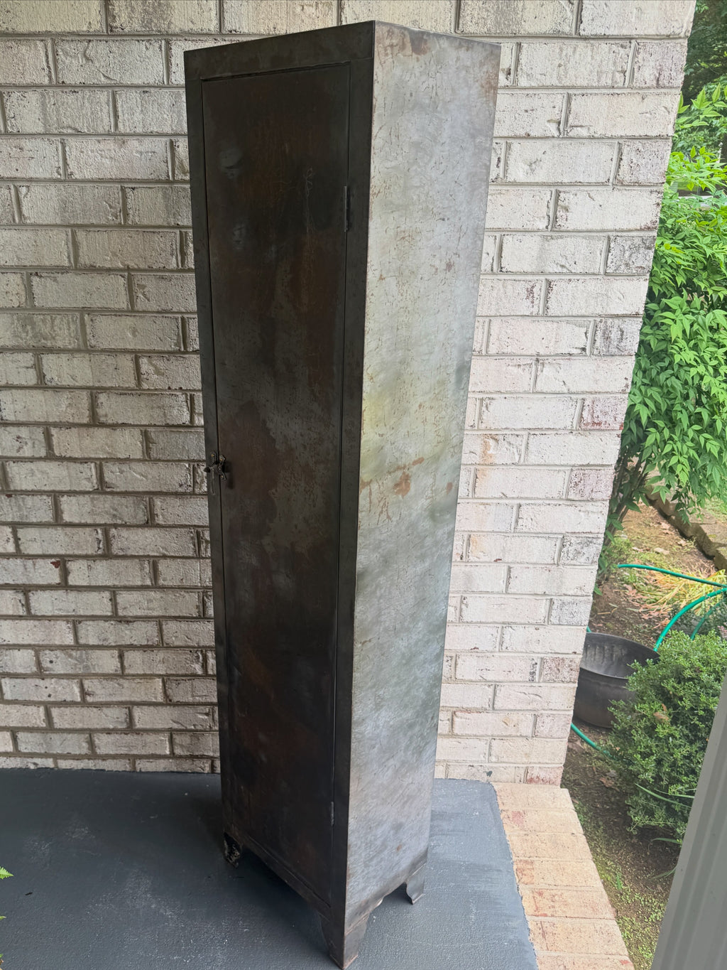 Vtg Metal Distressed Patina Finish Art Deco Cabinet ~ Rustic Metal Cabinet Locker