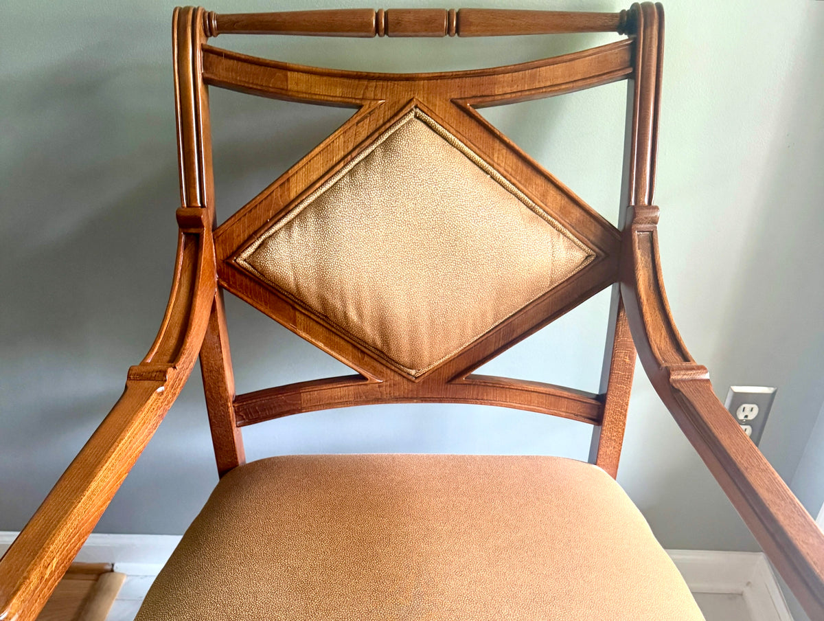 Georgian-Style Wooden Armchair by Fairfield ~ Fairfield Champagne Colored Wooden Armchairs (2 Available)