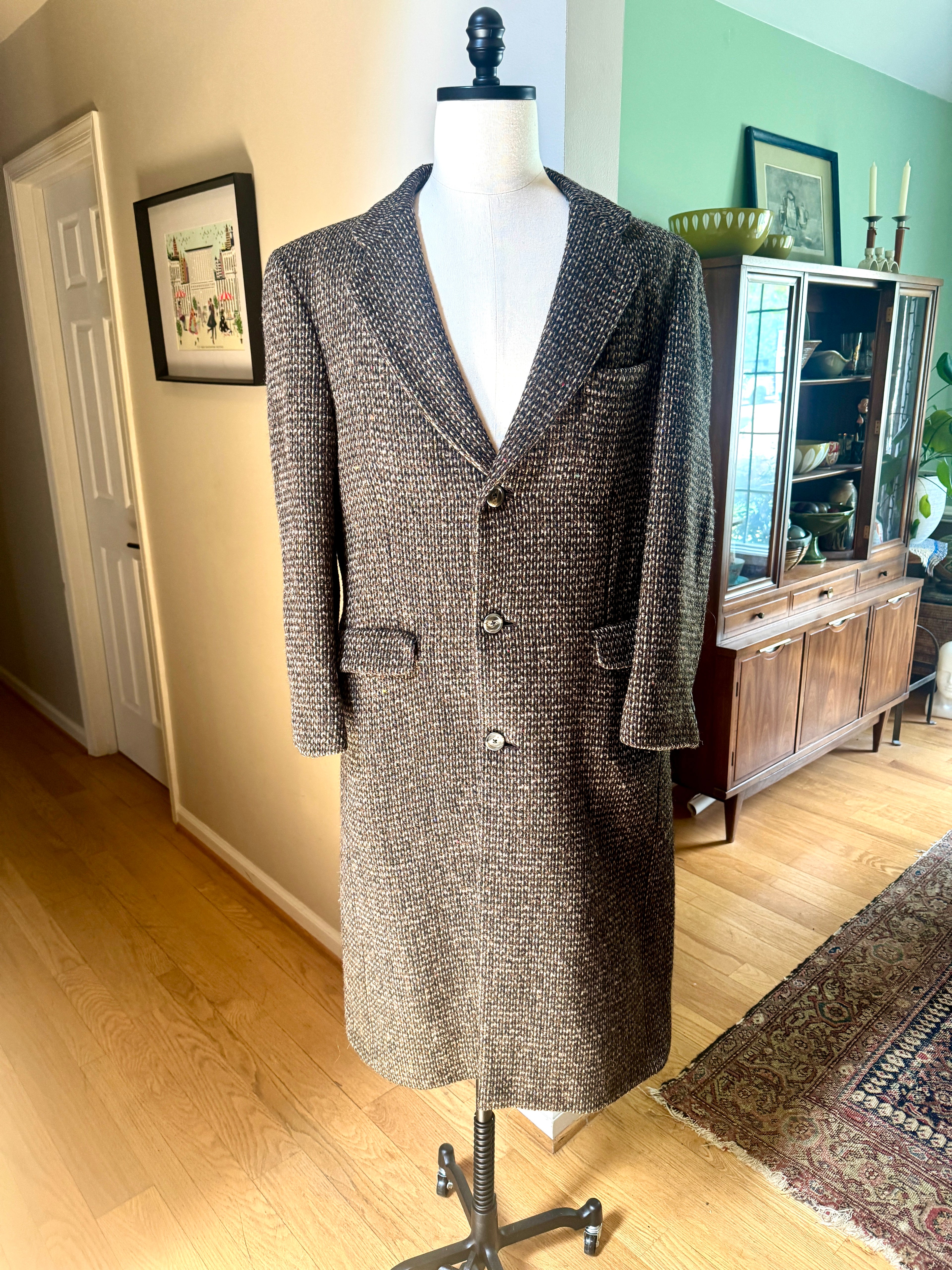 Vtg 70's Burberrys' Tweed Overcoat ~ Burberrys' Herringbone Like Weave Top Jacket