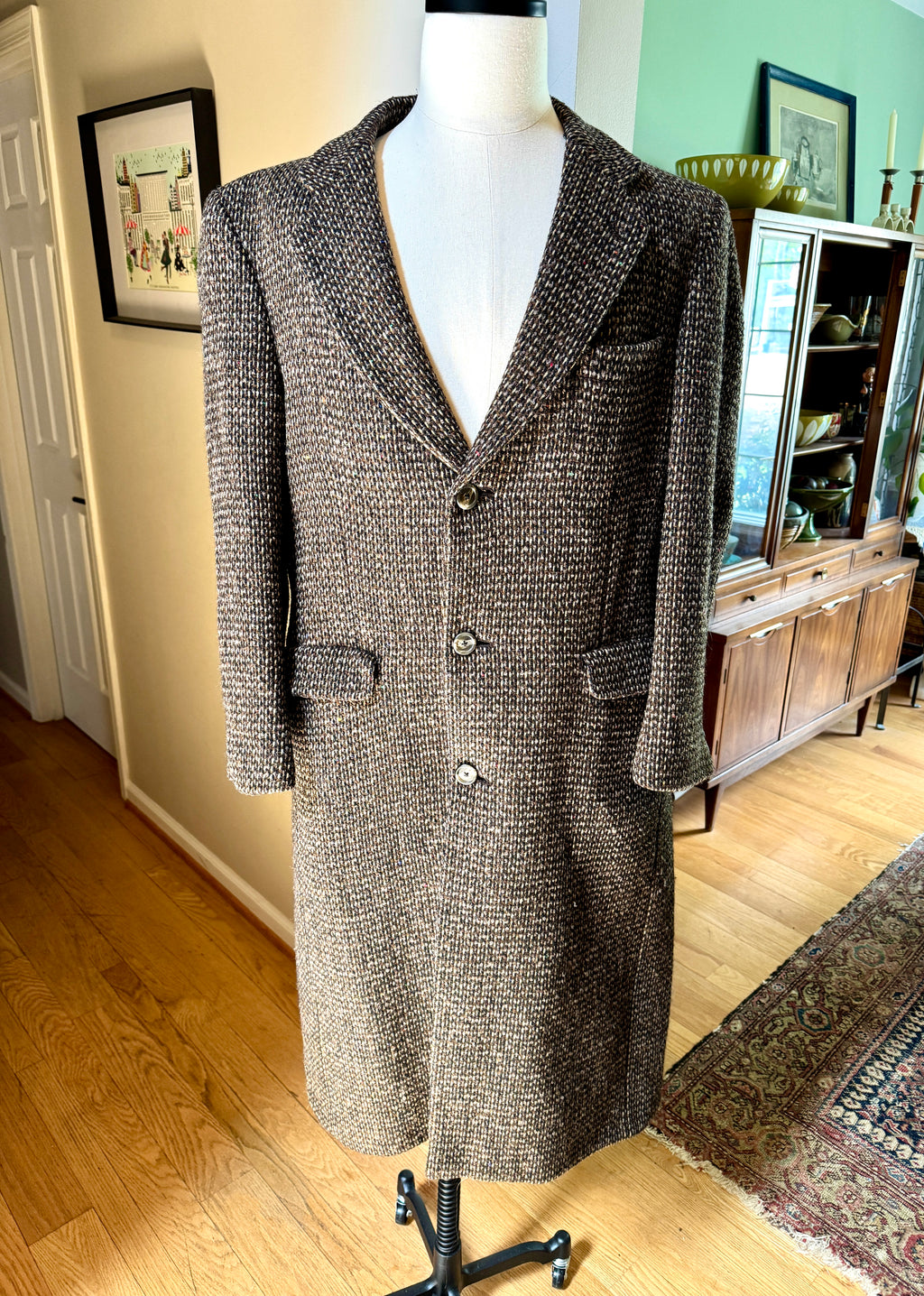 Vtg 70's Burberrys' Tweed Overcoat ~ Burberrys' Herringbone Like Weave Top Jacket