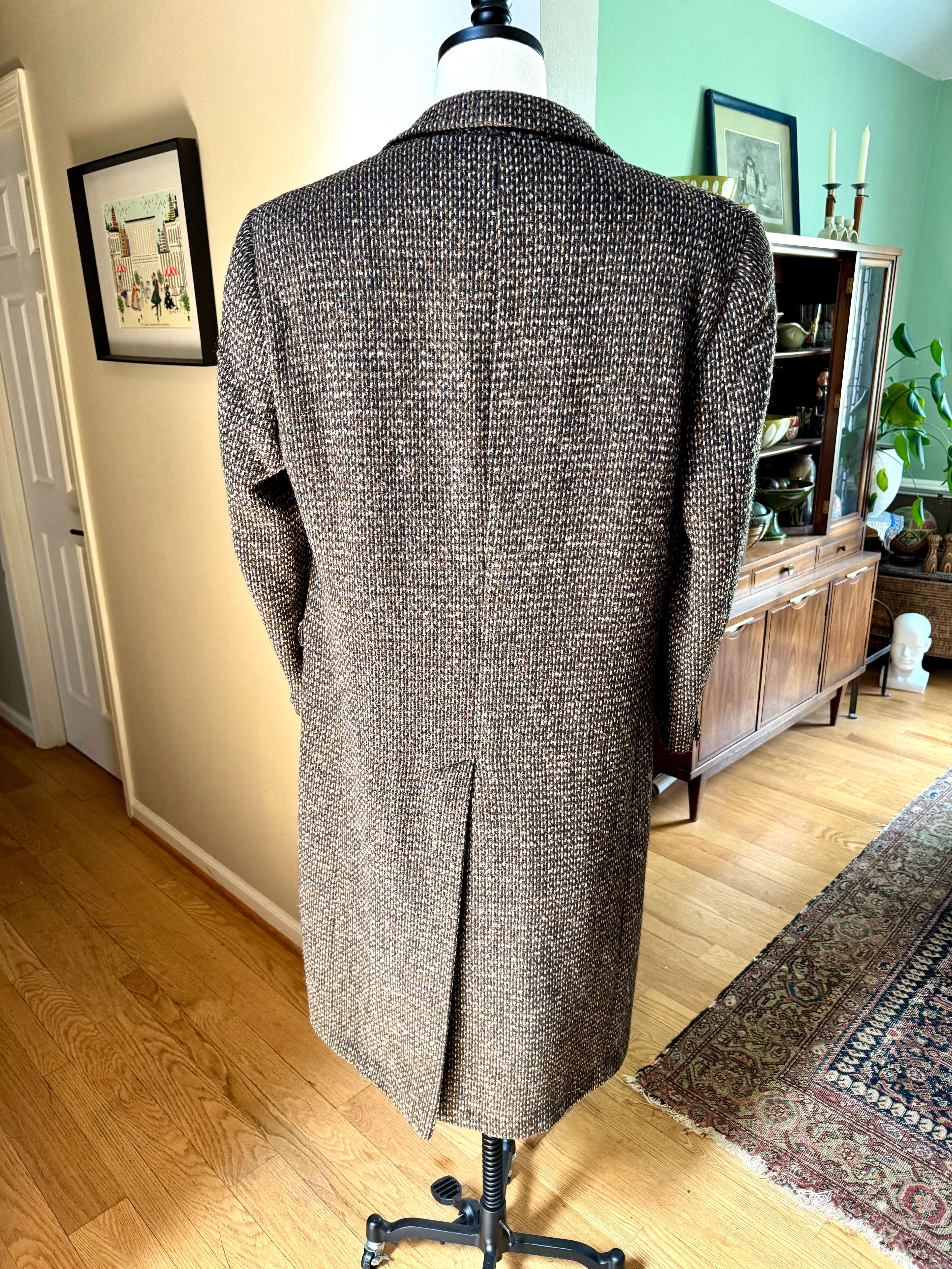 Vtg 70's Burberrys' Tweed Overcoat ~ Burberrys' Herringbone Like Weave Top Jacket