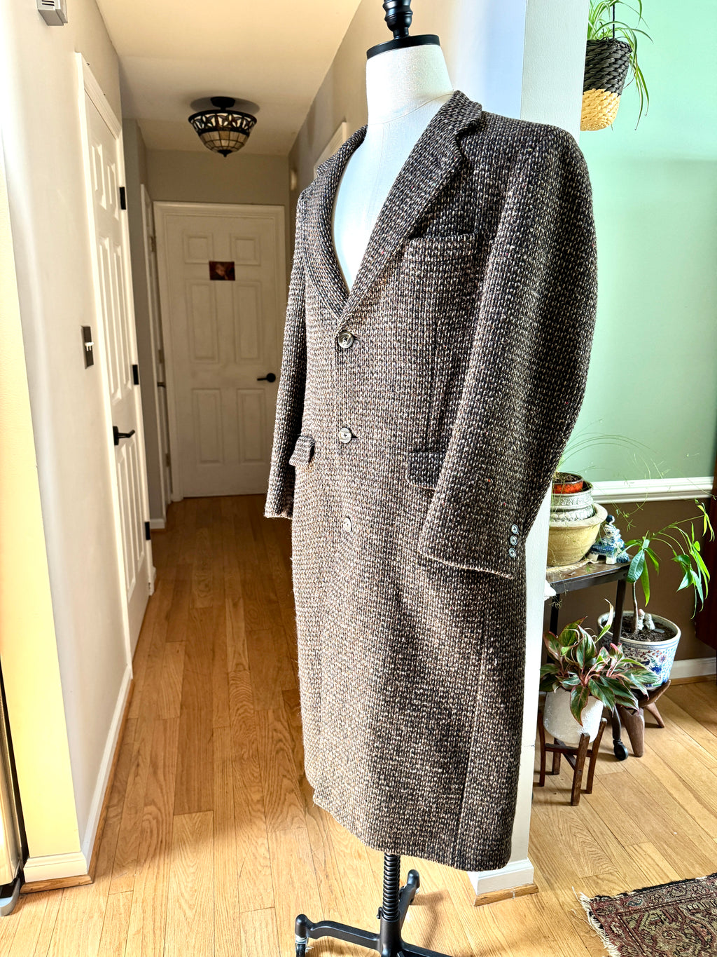 Vtg 70's Burberrys' Tweed Overcoat ~ Burberrys' Herringbone Like Weave Top Jacket