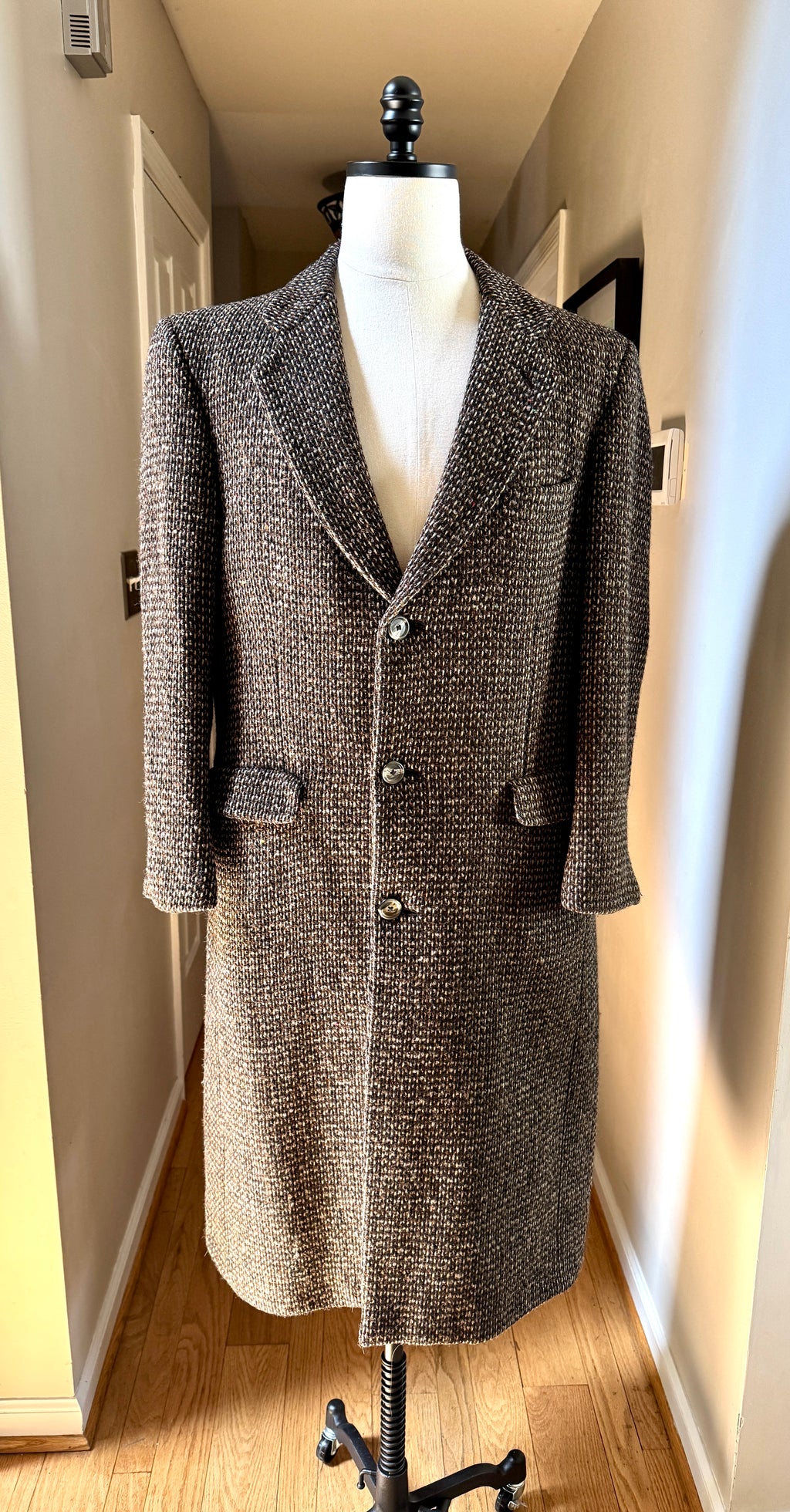 Vtg 70's Burberrys' Tweed Overcoat ~ Burberrys' Herringbone Like Weave Top Jacket