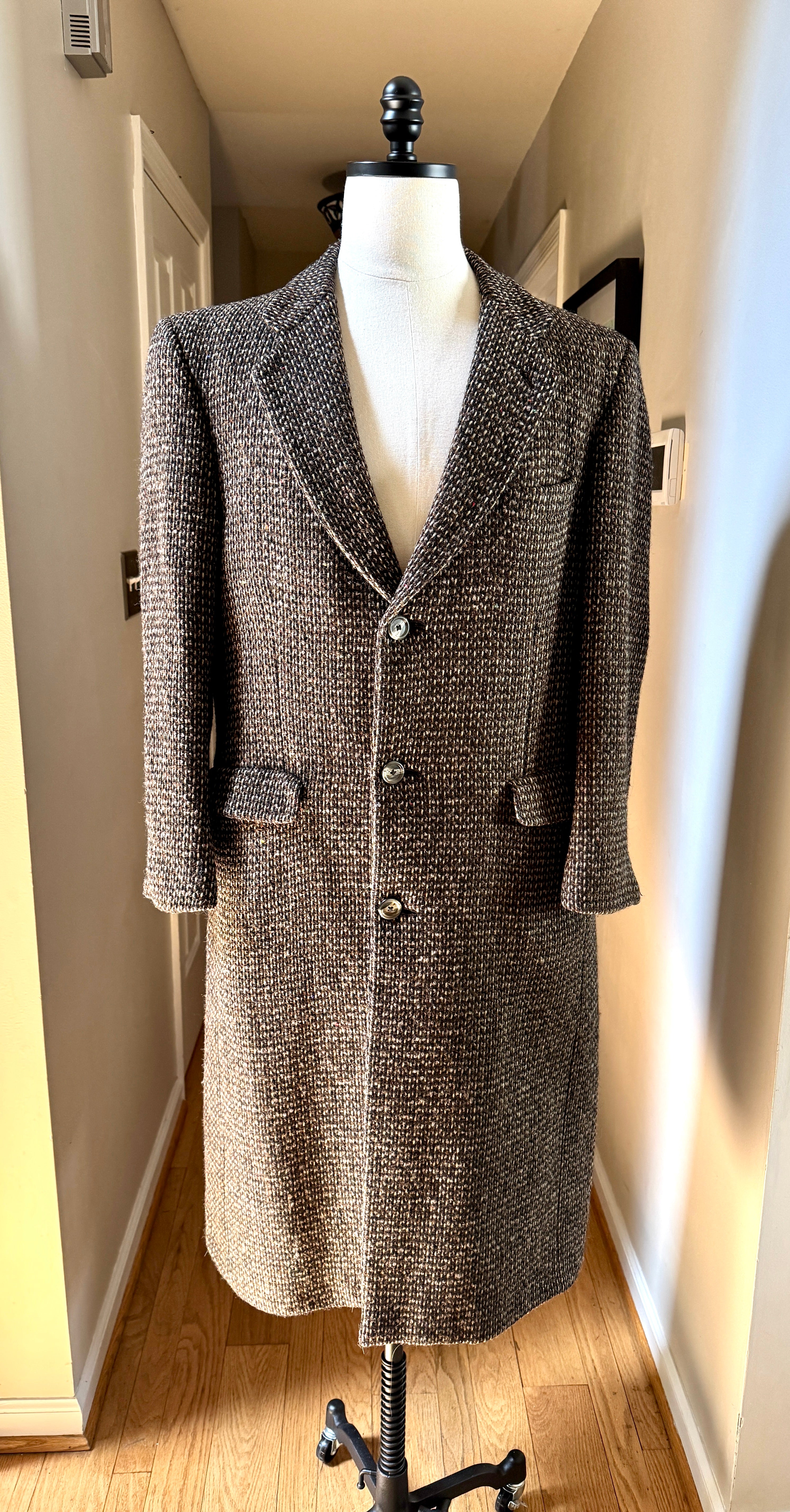 Vtg 70's Burberrys' Tweed Overcoat ~ Burberrys' Herringbone Like Weave Top Jacket