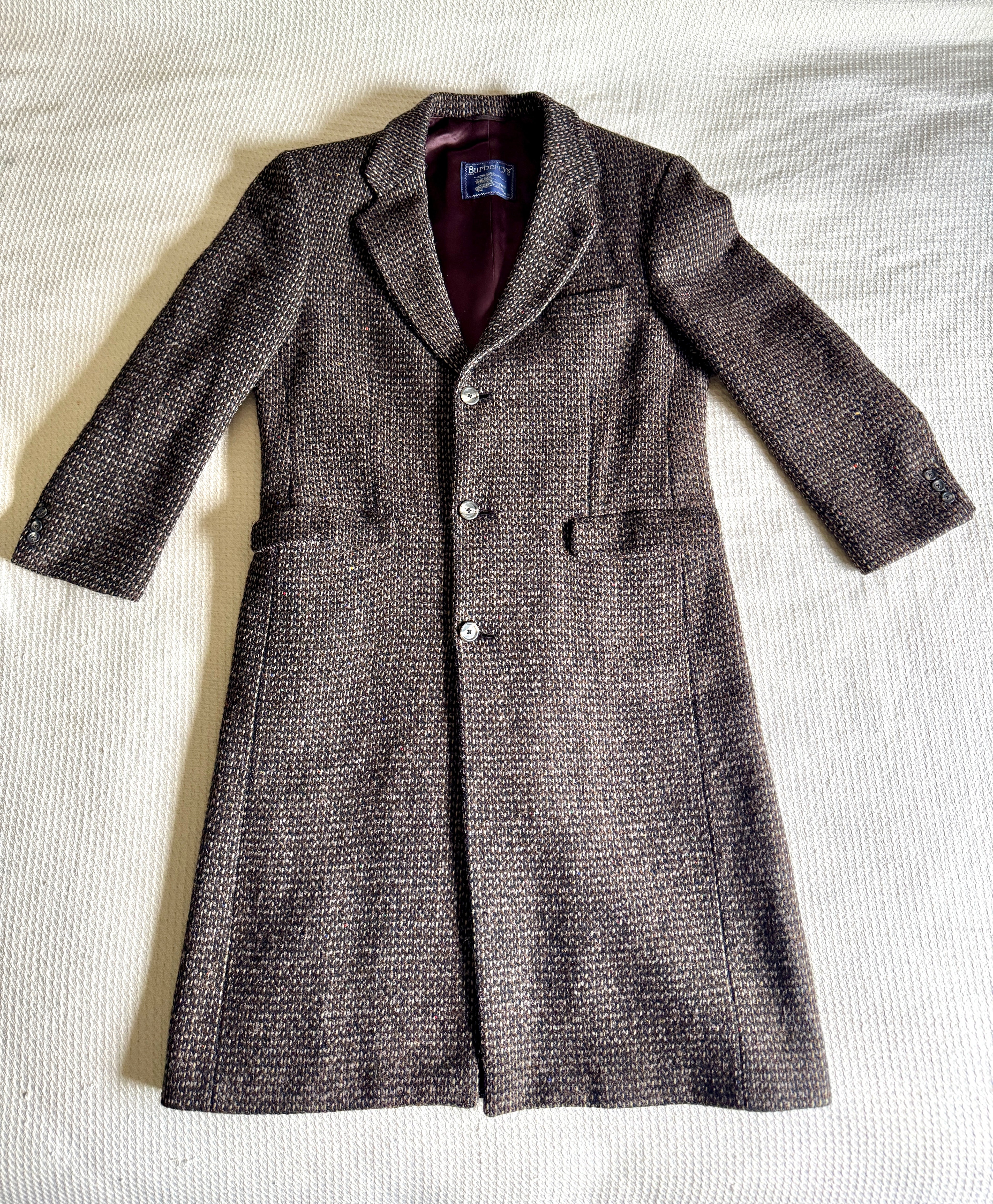Vtg 70's Burberrys' Tweed Overcoat ~ Burberrys' Herringbone Like Weave Top Jacket