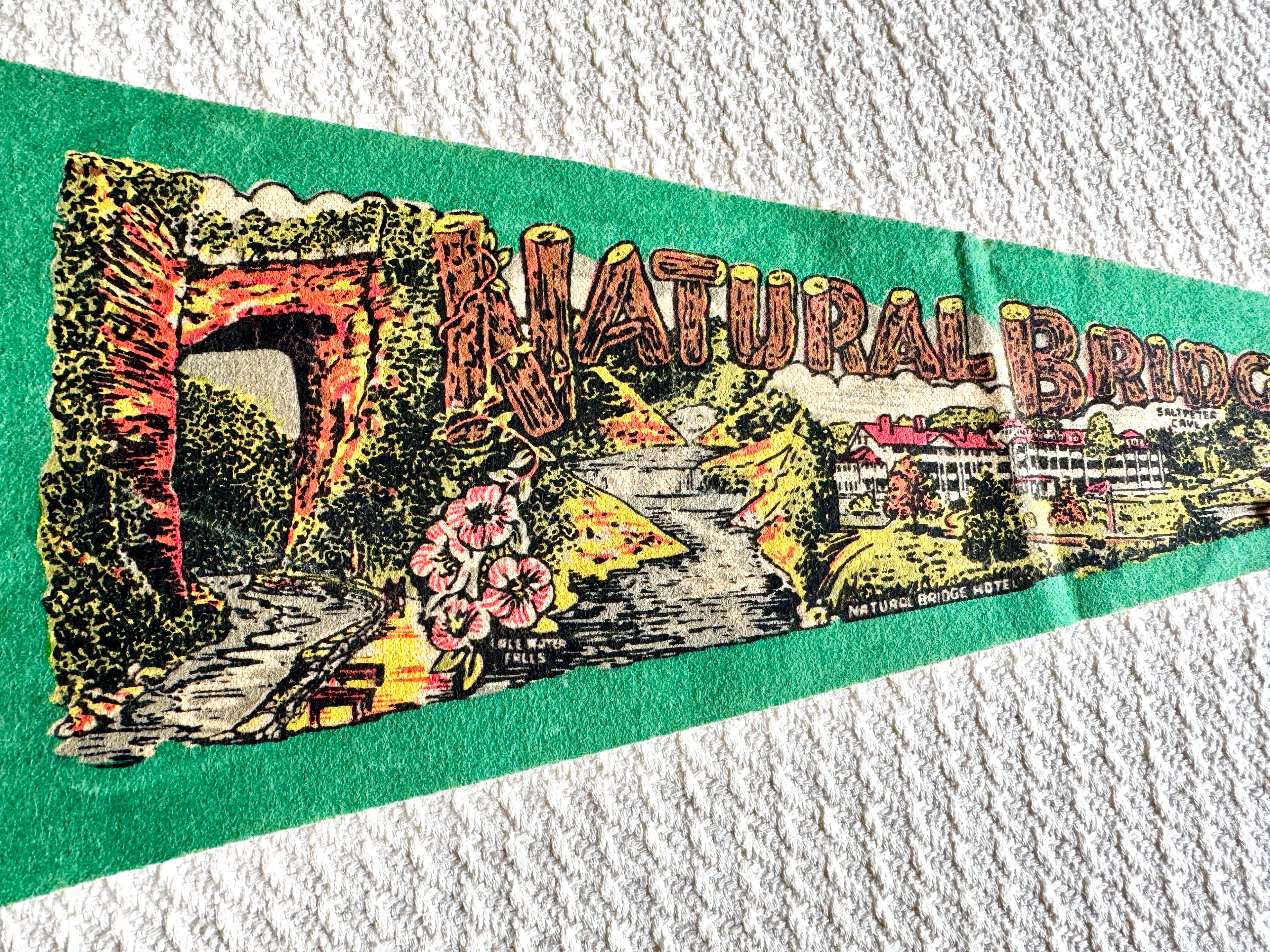 A Lot of 4 Vintage Felt Pennants ~ Natural Bridge, Miami Beach, National Zoological Park Pennants