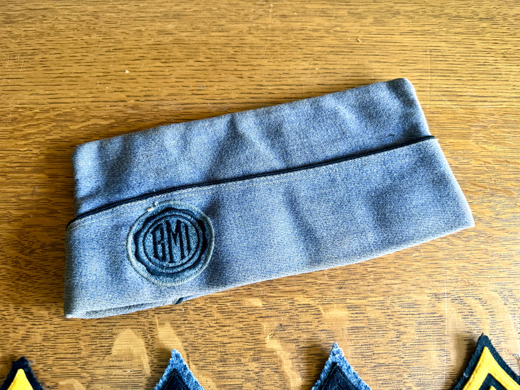 1960's Bordertown Military Institute Wool Garrison Cap and Four Sergeant Chevron Backings