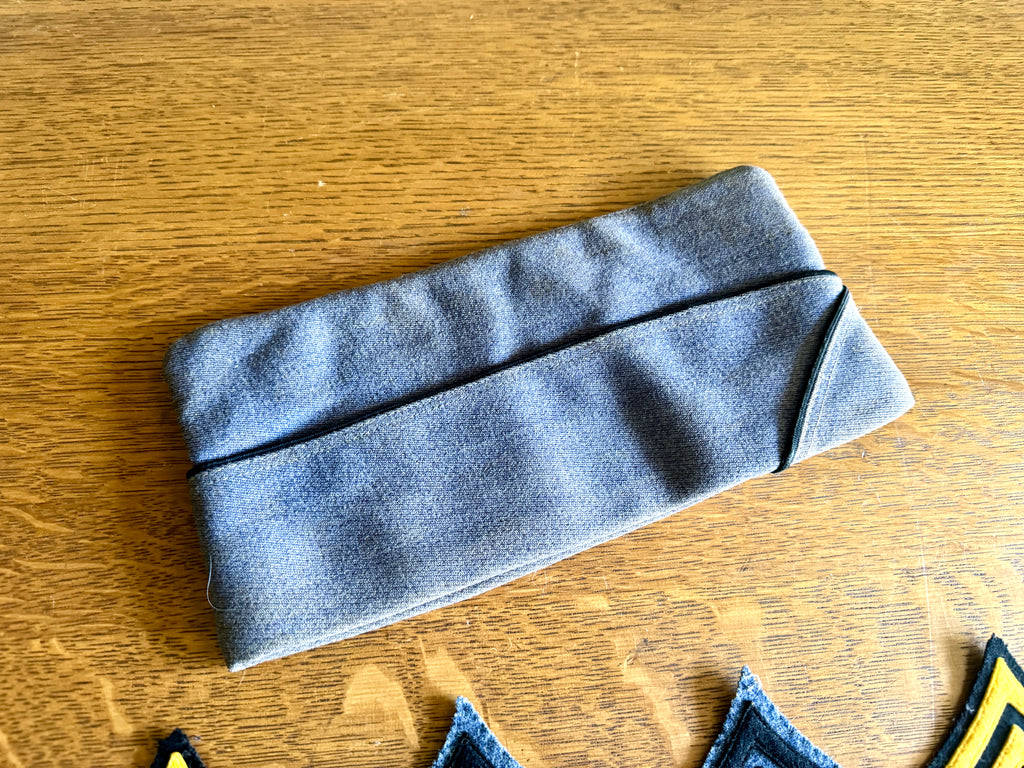1960's Bordertown Military Institute Wool Garrison Cap and Four Sergeant Chevron Backings