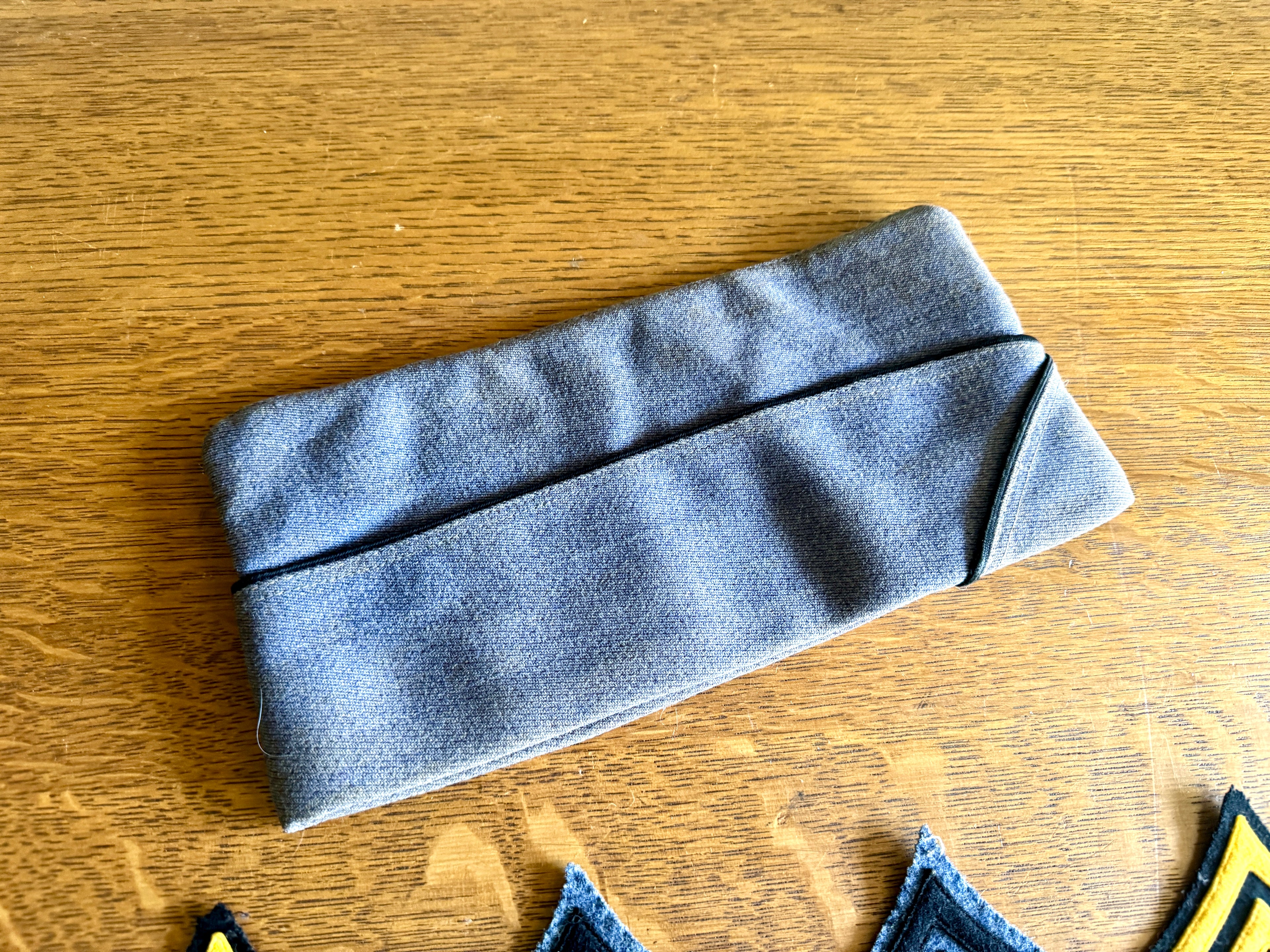 1960's Bordertown Military Institute Wool Garrison Cap and Four Sergeant Chevron Backings