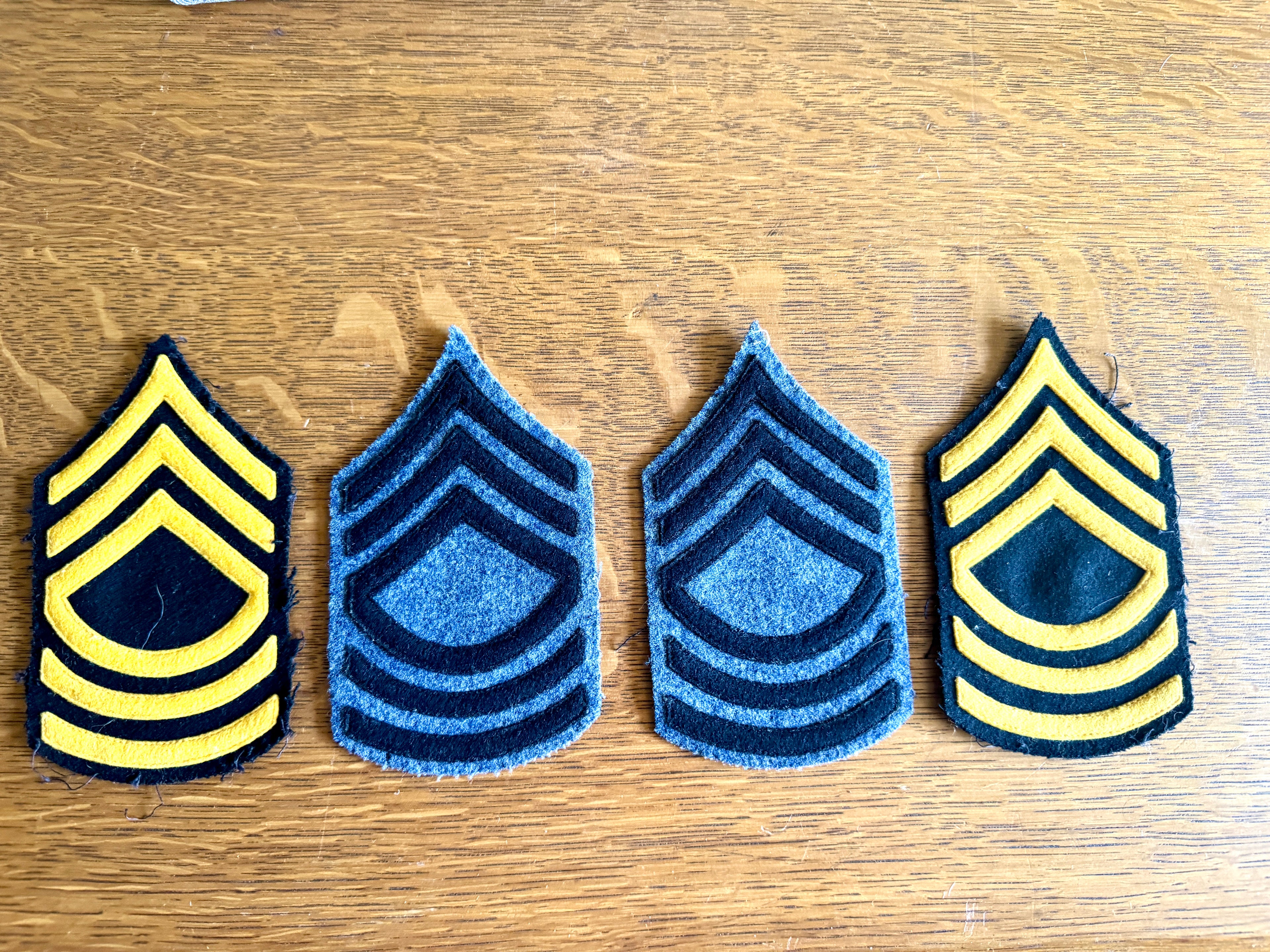 1960's Bordertown Military Institute Wool Garrison Cap and Four Sergeant Chevron Backings