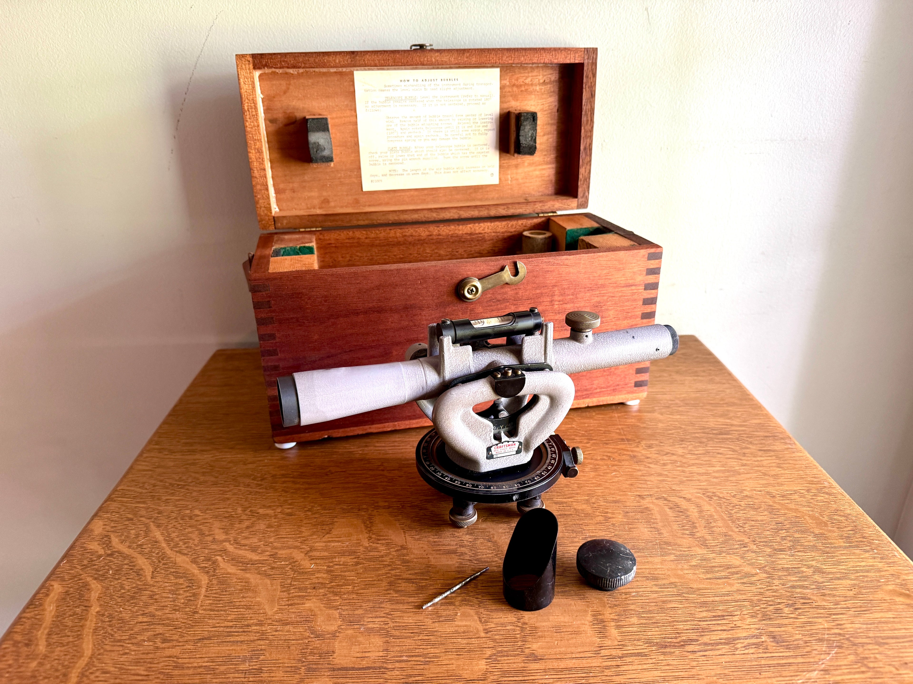 Vtg Craftsman Farm Transit With Original Wood Case ~ Craftman 1S-42355 Transit
