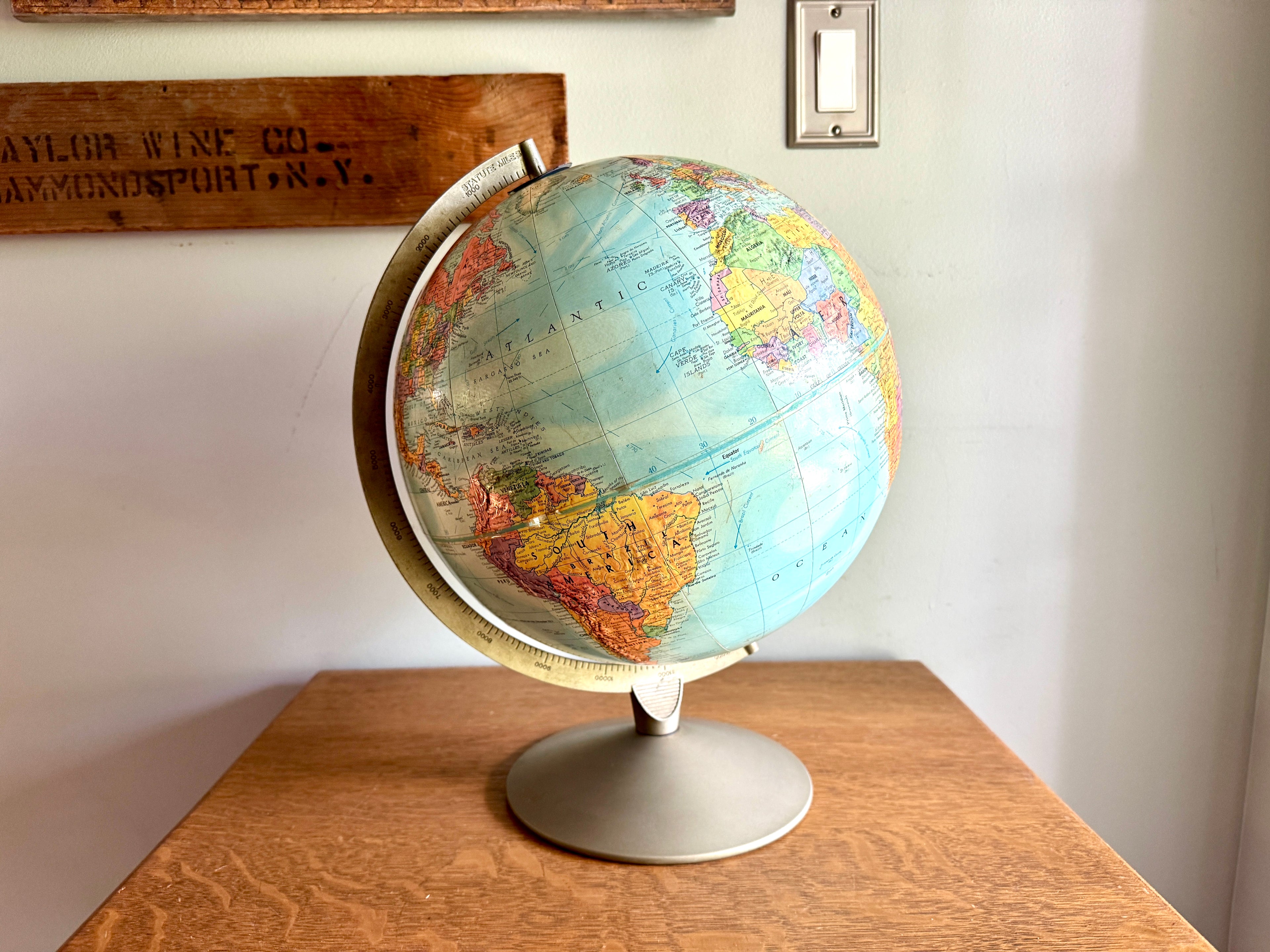 1960's Globe by Replogle 12" ~ Stereo Relief Globe by Replogle