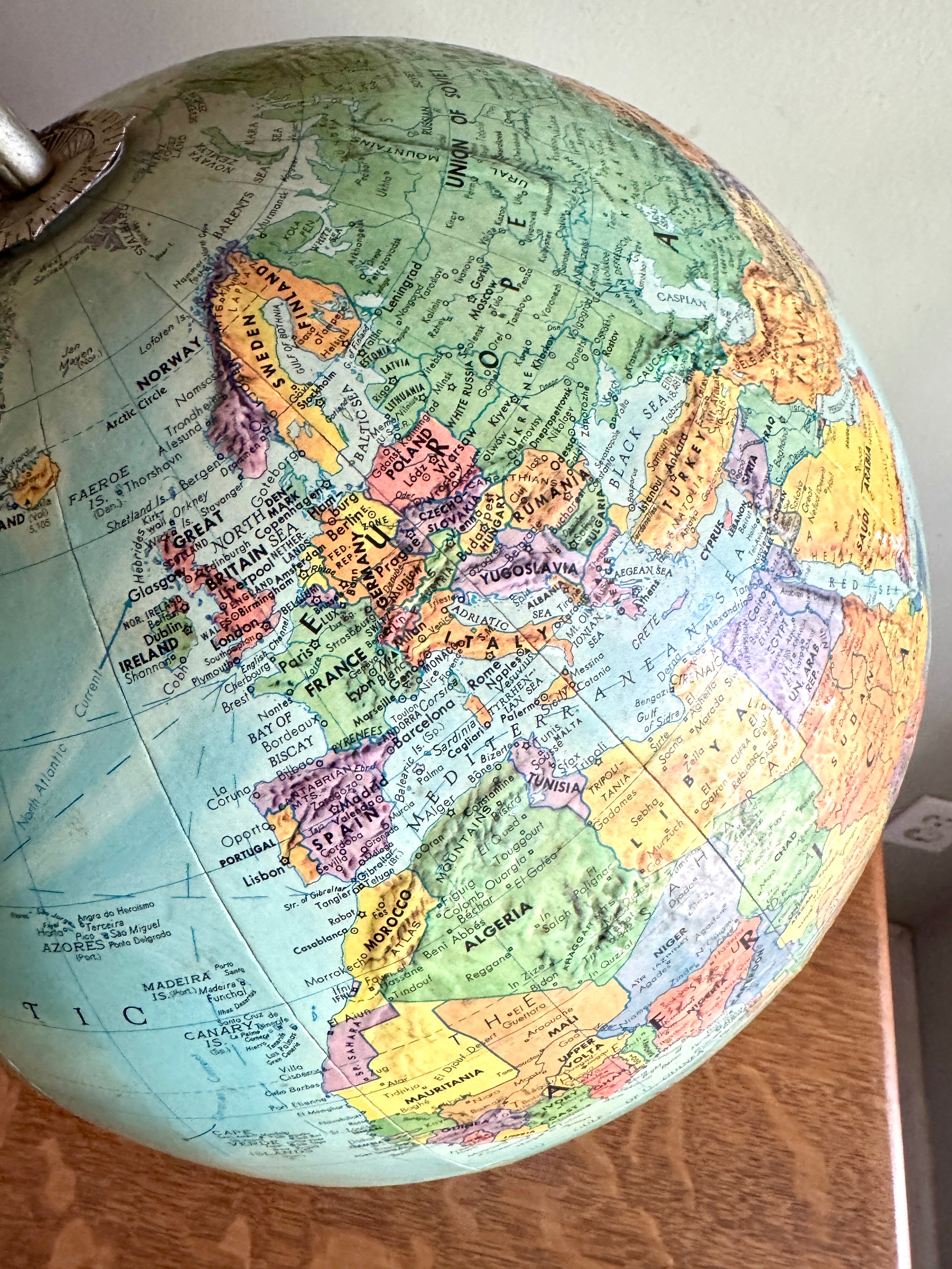 1960's Globe by Replogle 12" ~ Stereo Relief Globe by Replogle