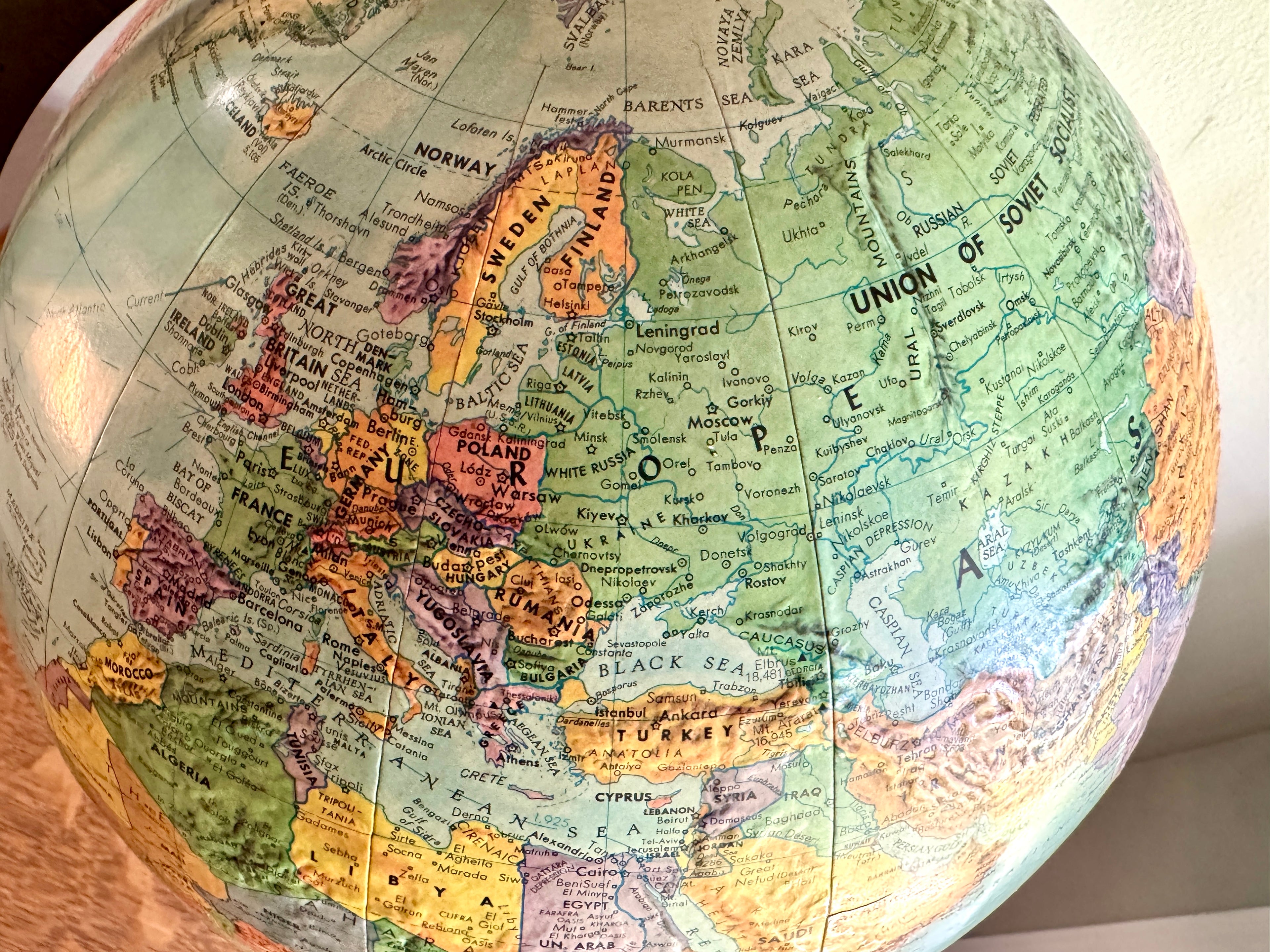 1960's Globe by Replogle 12" ~ Stereo Relief Globe by Replogle