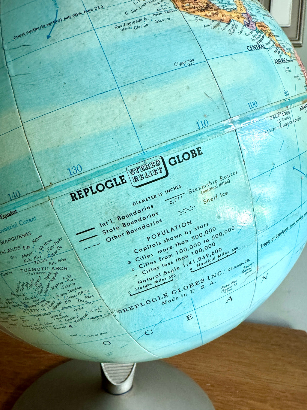 1960's Globe by Replogle 12" ~ Stereo Relief Globe by Replogle