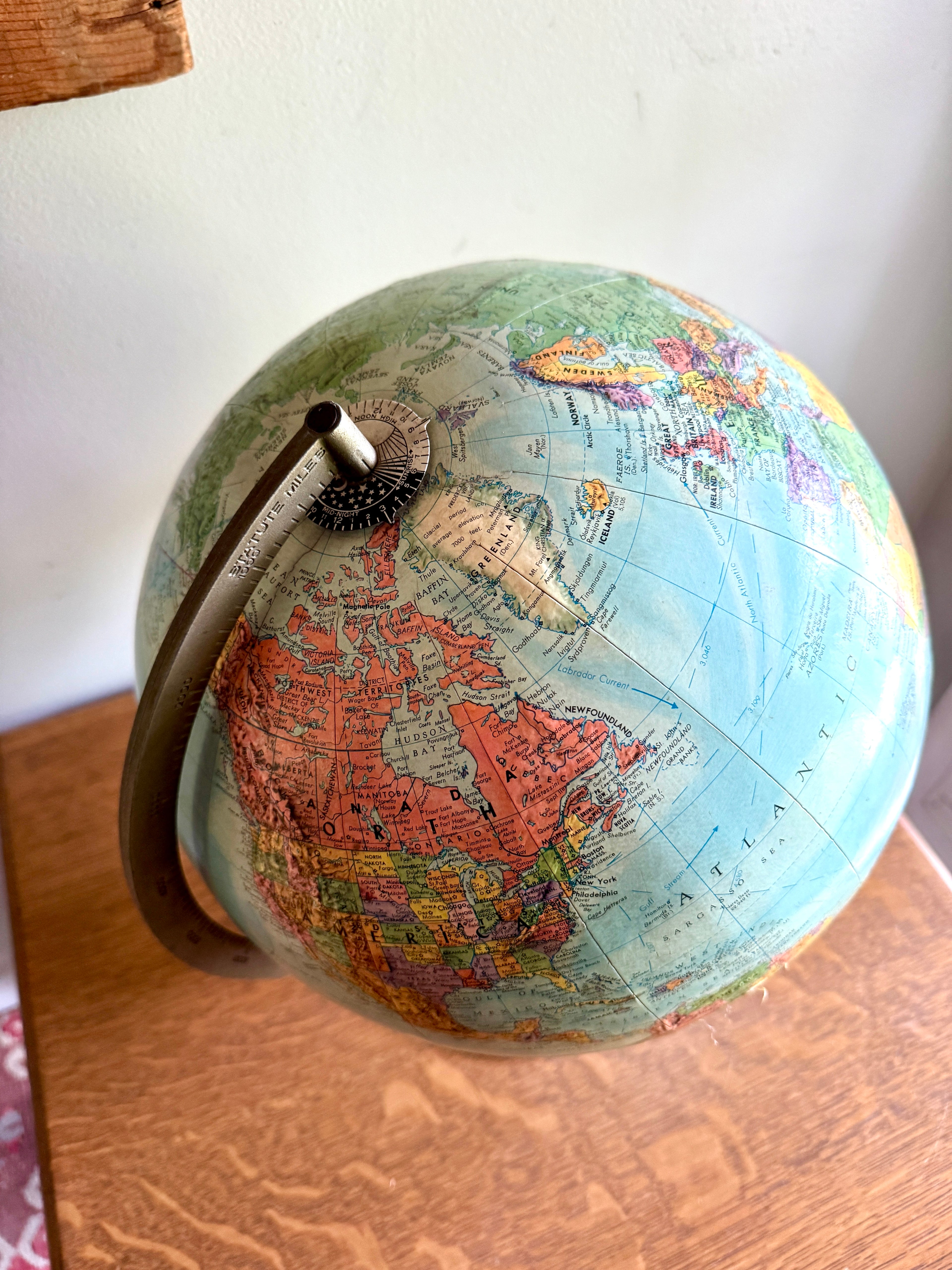 1960's Globe by Replogle 12" ~ Stereo Relief Globe by Replogle