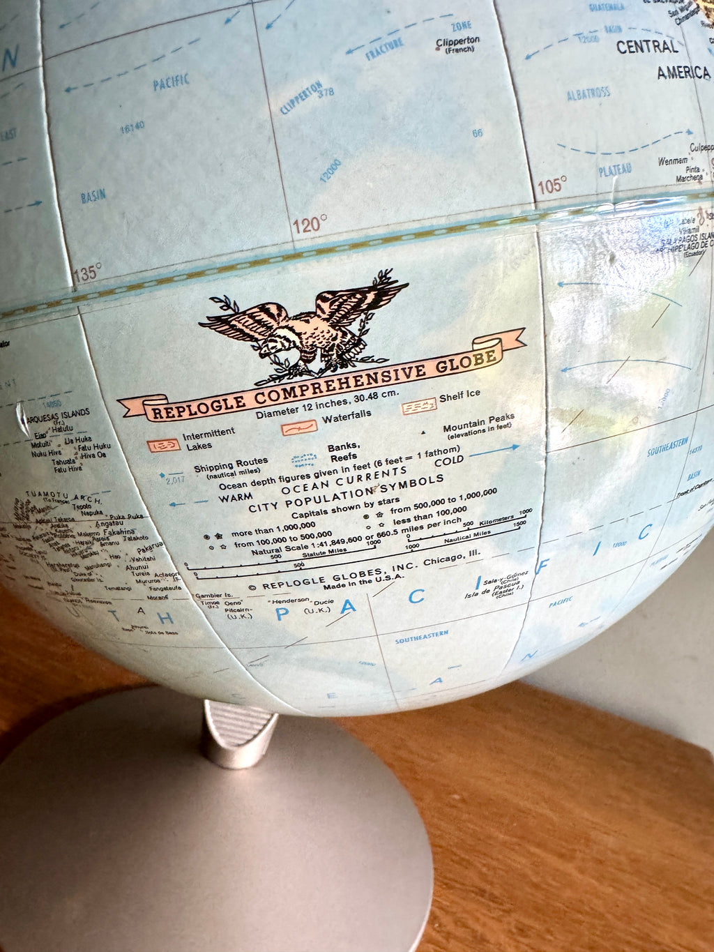 1960's Globe by Replogle 12" ~ Comprehensive World Globe by Replogle