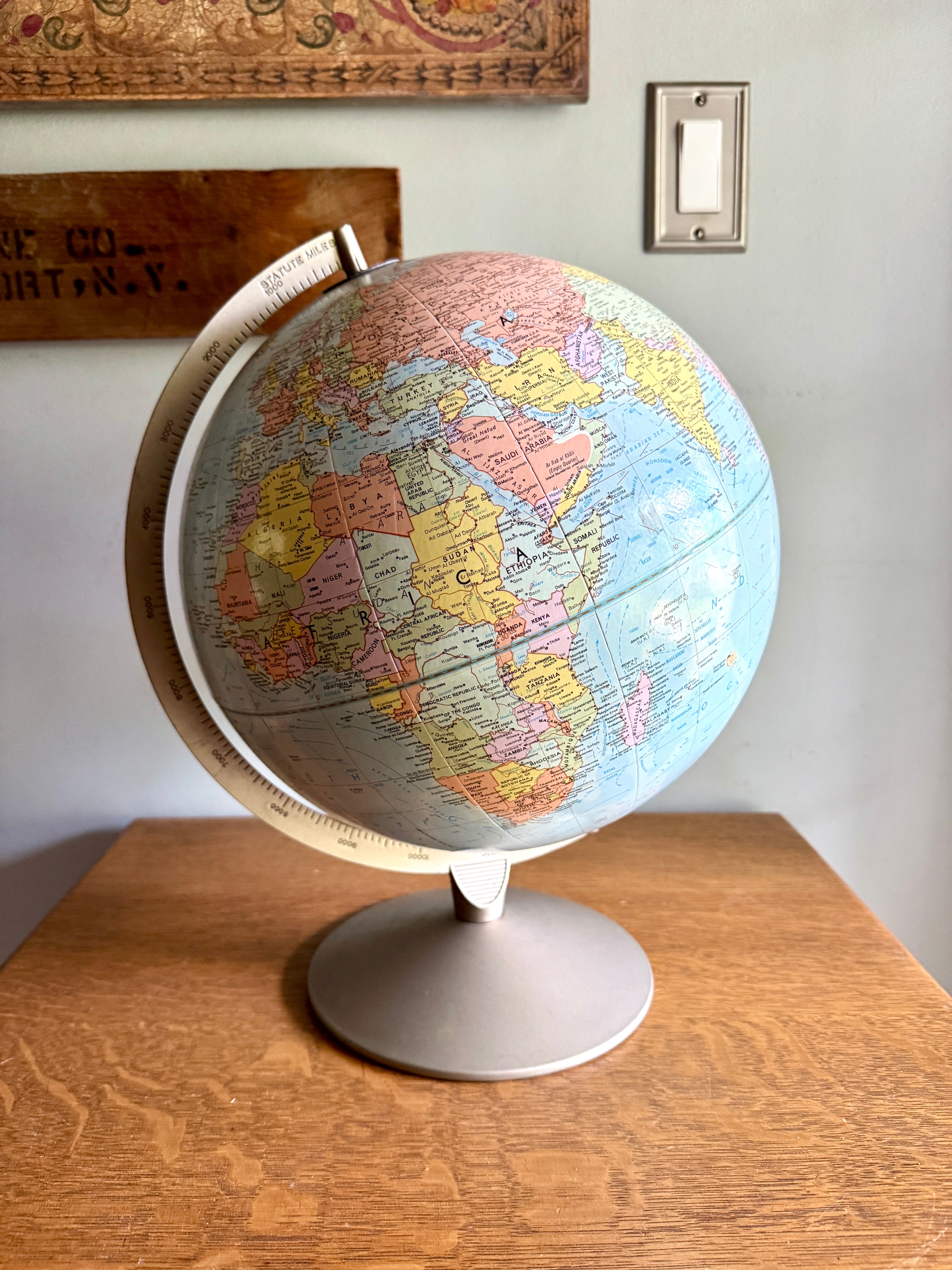 1960's Globe by Replogle 12" ~ Comprehensive World Globe by Replogle