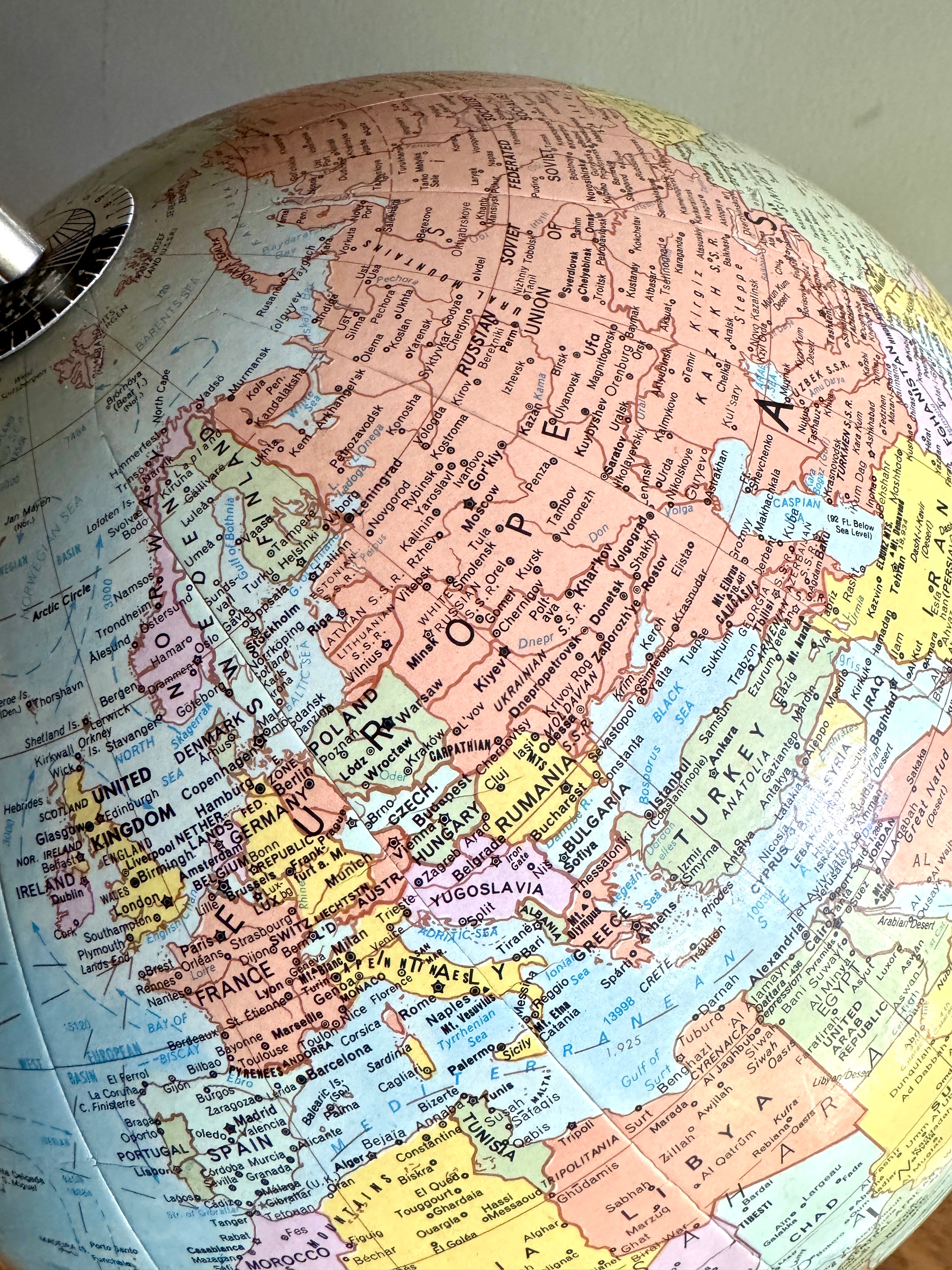 1960's Globe by Replogle 12" ~ Comprehensive World Globe by Replogle