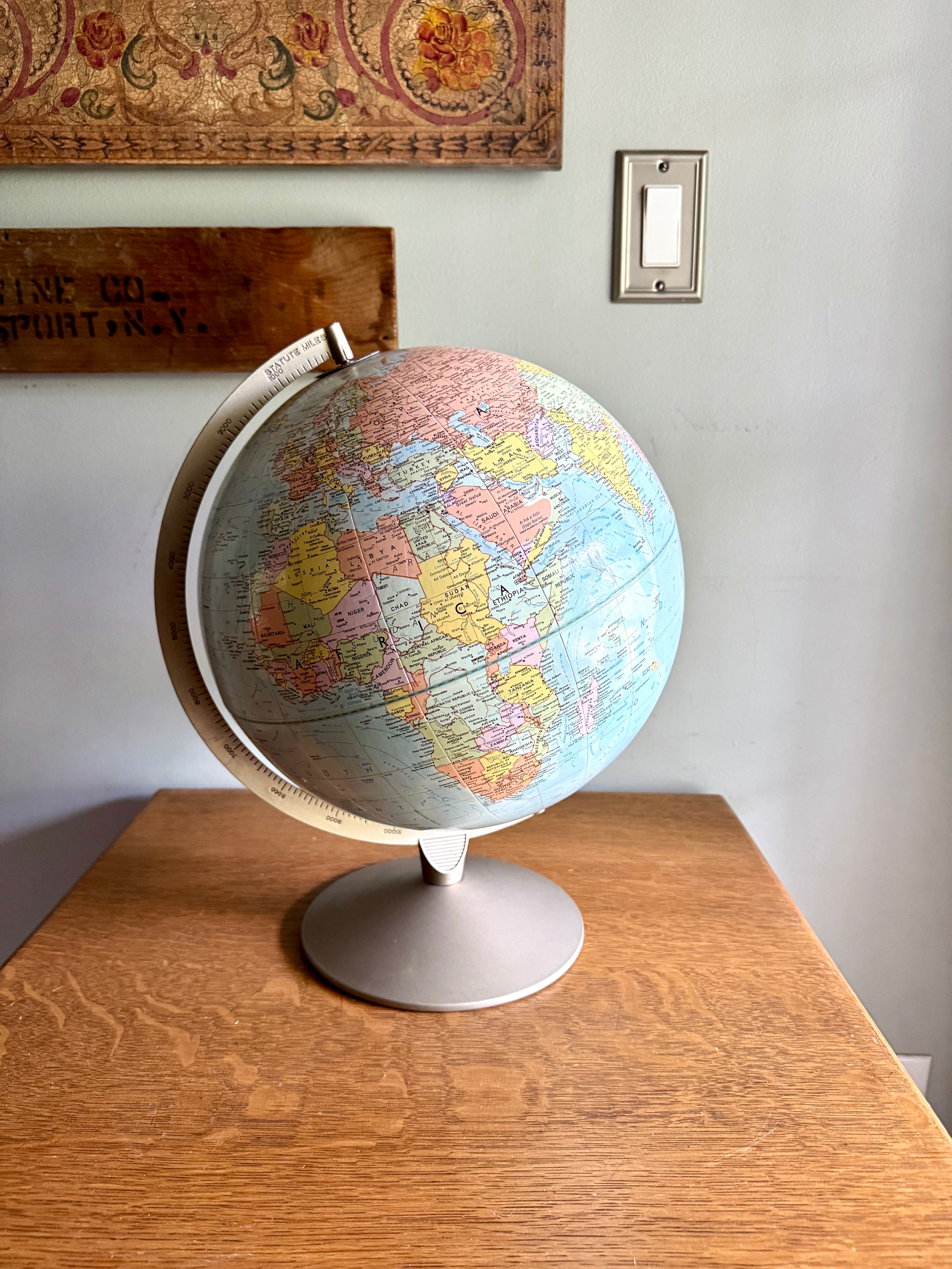 1960's Globe by Replogle 12" ~ Comprehensive World Globe by Replogle