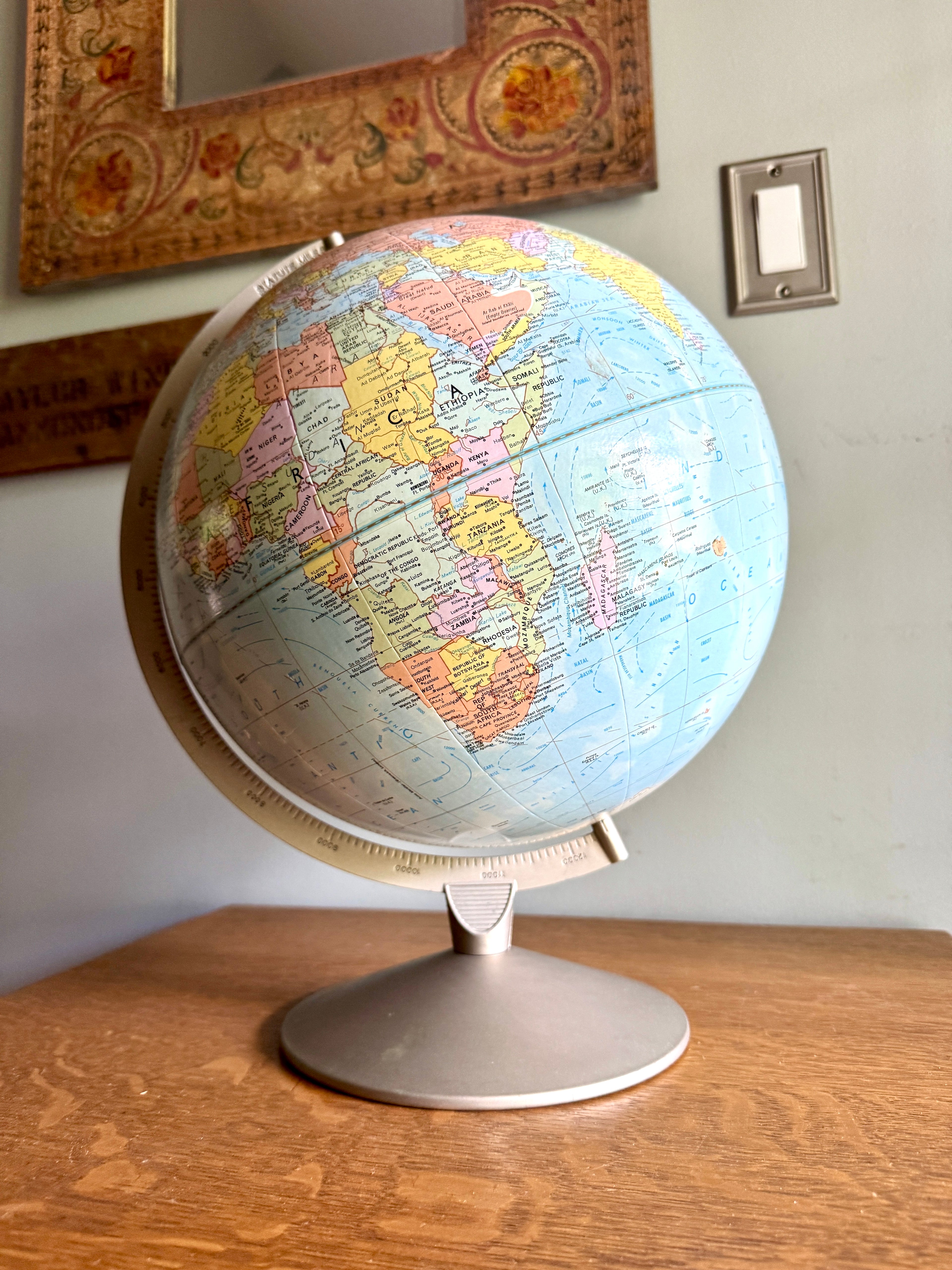 1960's Globe by Replogle 12" ~ Comprehensive World Globe by Replogle