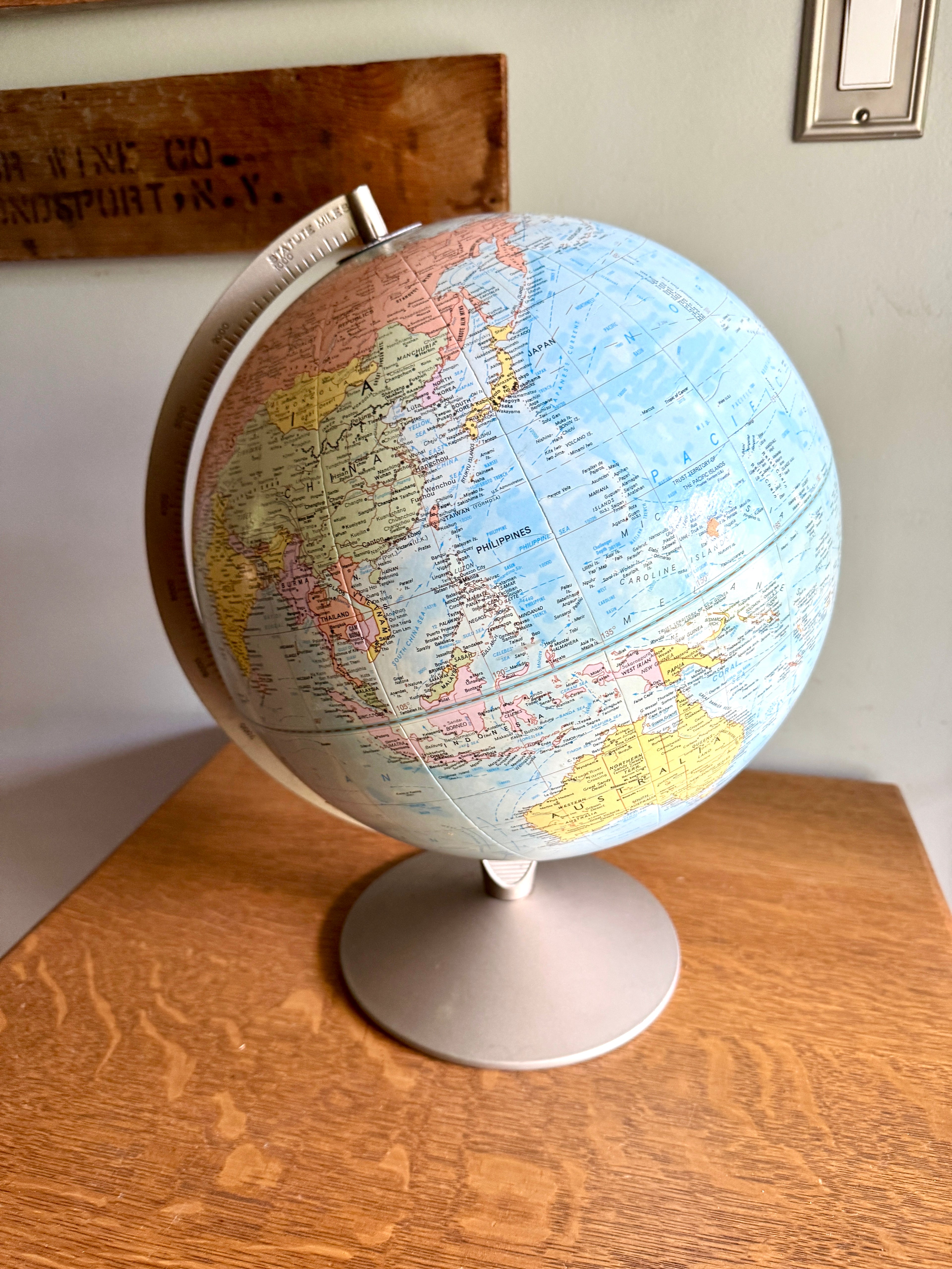 1960's Globe by Replogle 12" ~ Comprehensive World Globe by Replogle