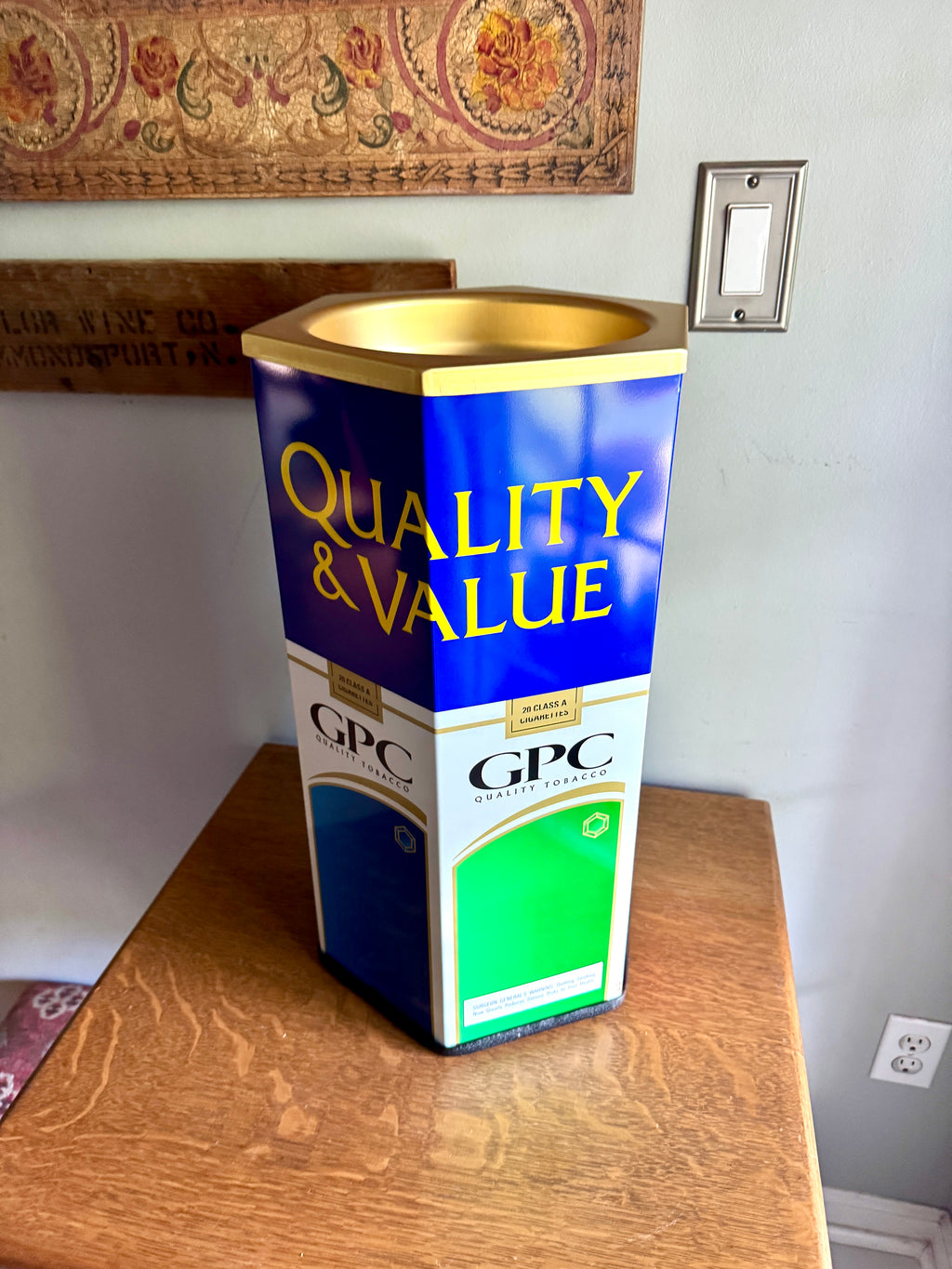 Vtg GPC Quality Tobacco Ashtray (NOS) ~ GPC Cigarette Ashtray/trashcan in Box