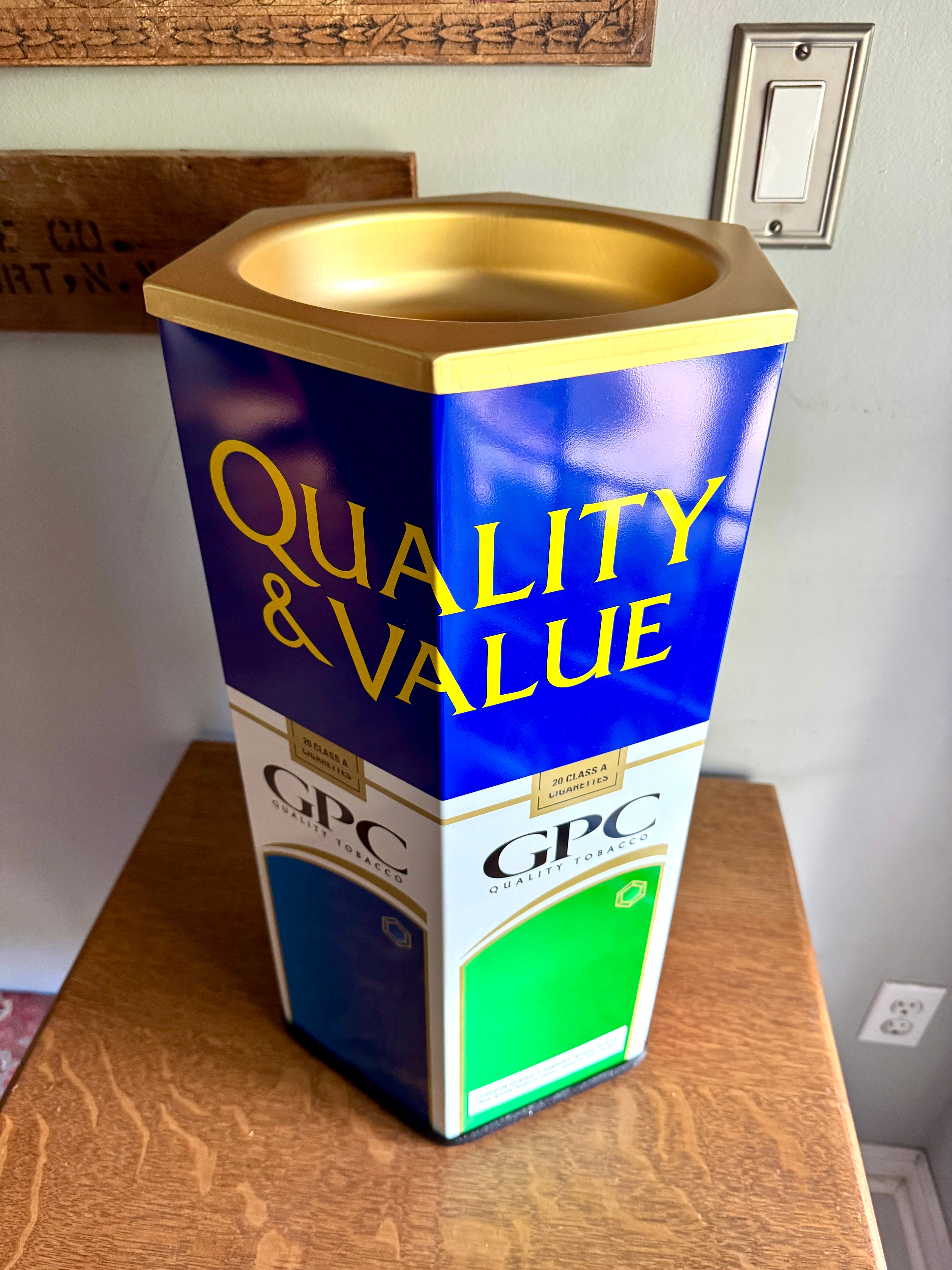 Vtg GPC Quality Tobacco Ashtray (NOS) ~ GPC Cigarette Ashtray/trashcan in Box