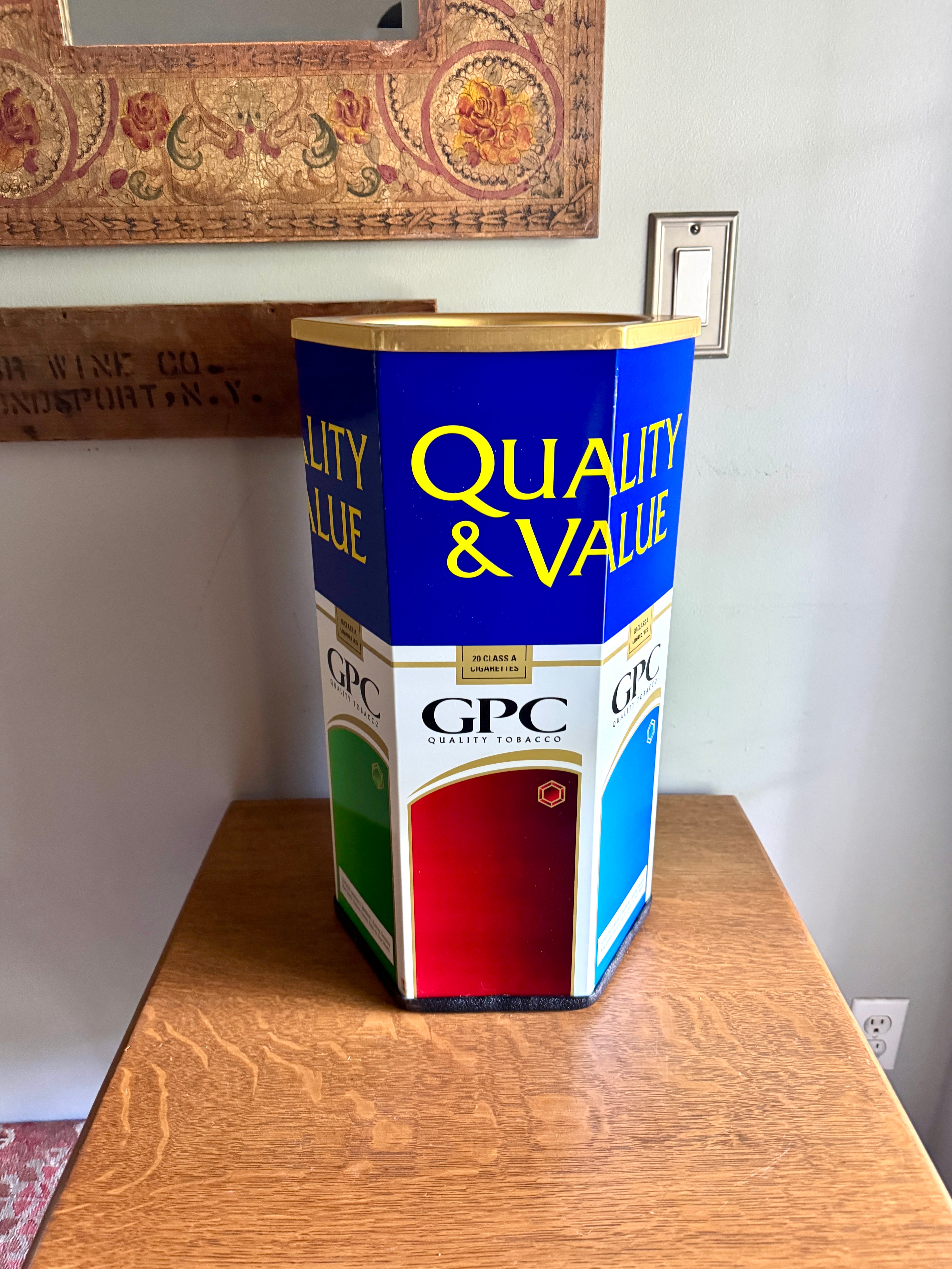 Vtg GPC Quality Tobacco Ashtray (NOS) ~ GPC Cigarette Ashtray/trashcan in Box