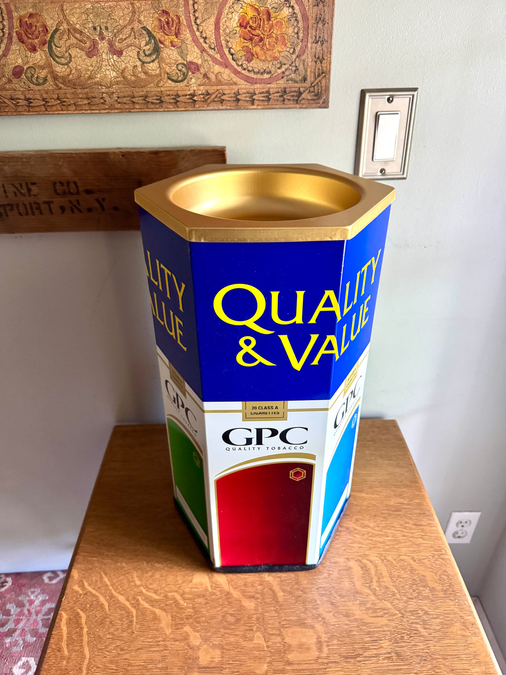 Vtg GPC Quality Tobacco Ashtray (NOS) ~ GPC Cigarette Ashtray/trashcan in Box