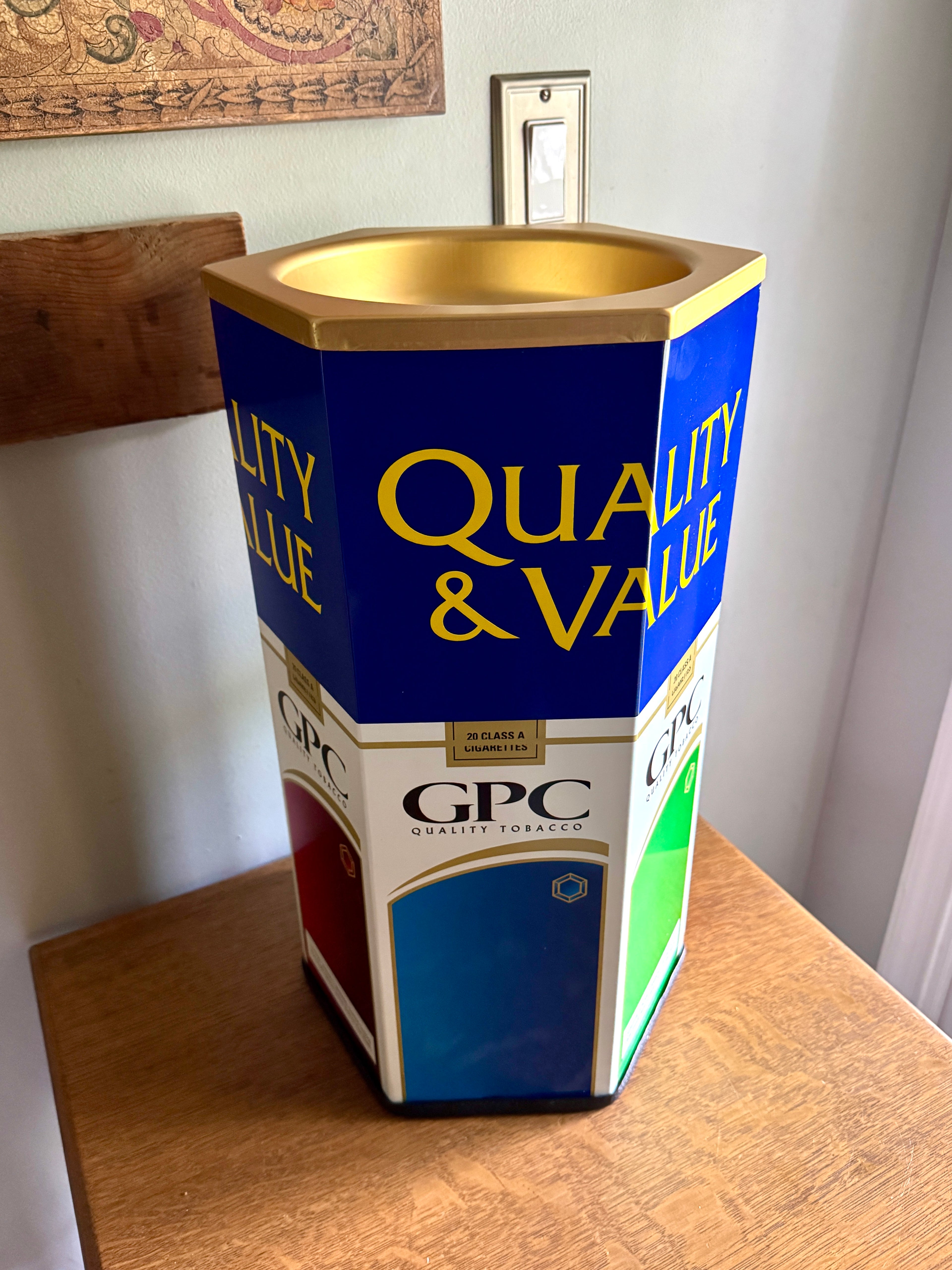 Vtg GPC Quality Tobacco Ashtray (NOS) ~ GPC Cigarette Ashtray/trashcan in Box