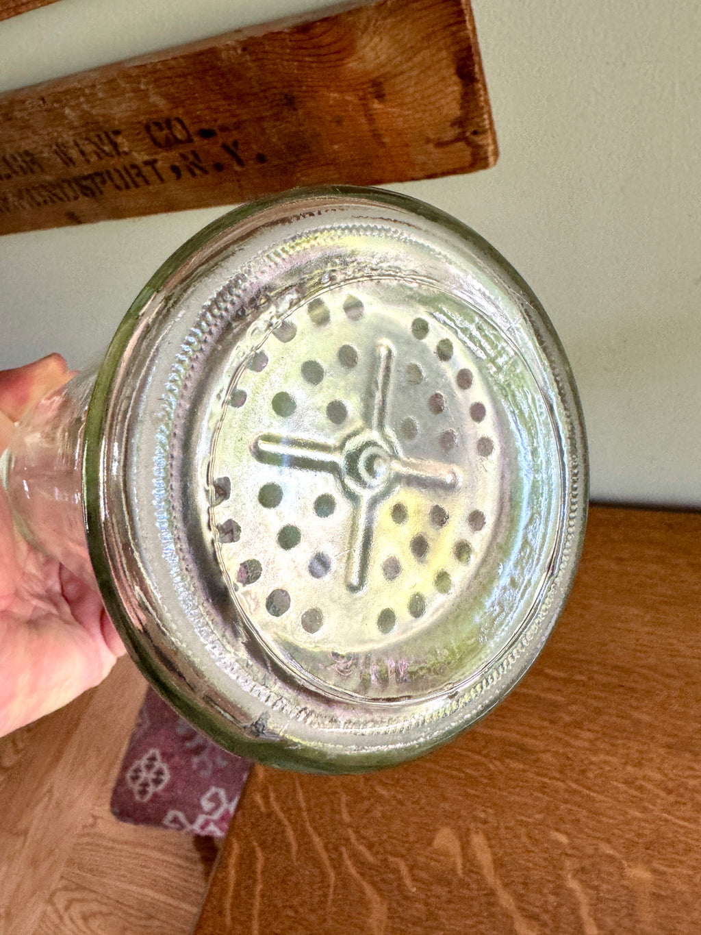 1970's Vtg Barber Shop Disinfectant Barbicide Germicide Disinfectant Sterilizer Glass Jar with Lid
