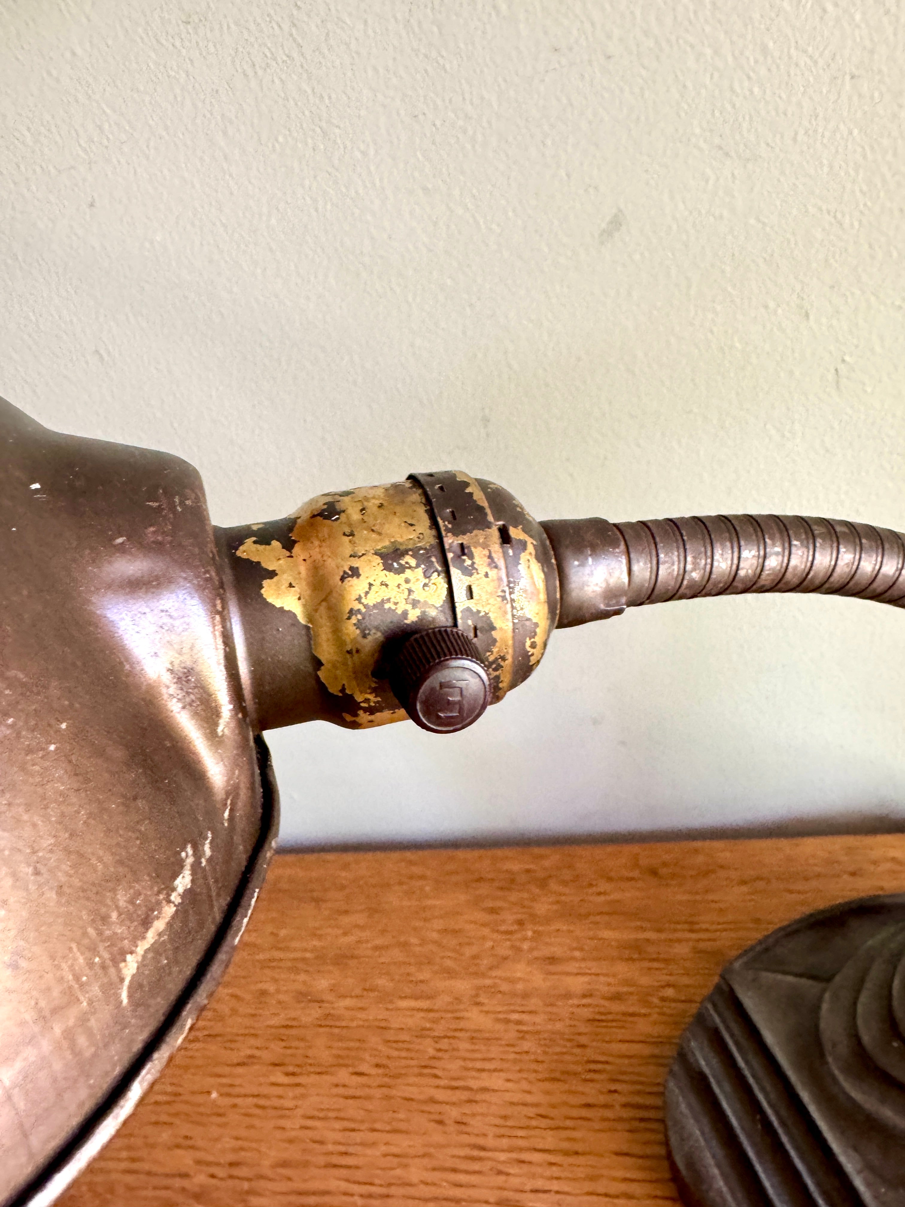 Vtg Eagle Goose Neck Lamp | Industrial Adjustable Desk Lamp | Eagle Cast Iron Desk Lamp | Distressed Metal Desk Lamp | Rustic Desk Lamp