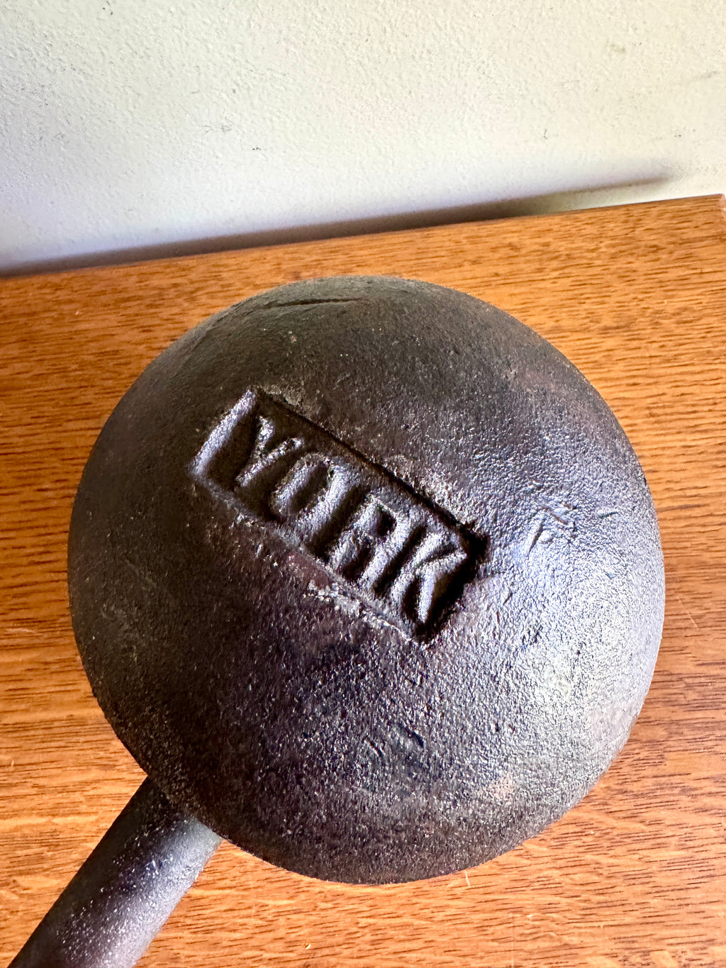 Antique York 70 Lb. Cast Iron Roundhead Dumbbell ~ Globe Style York 70 Lbs. Dumbbell