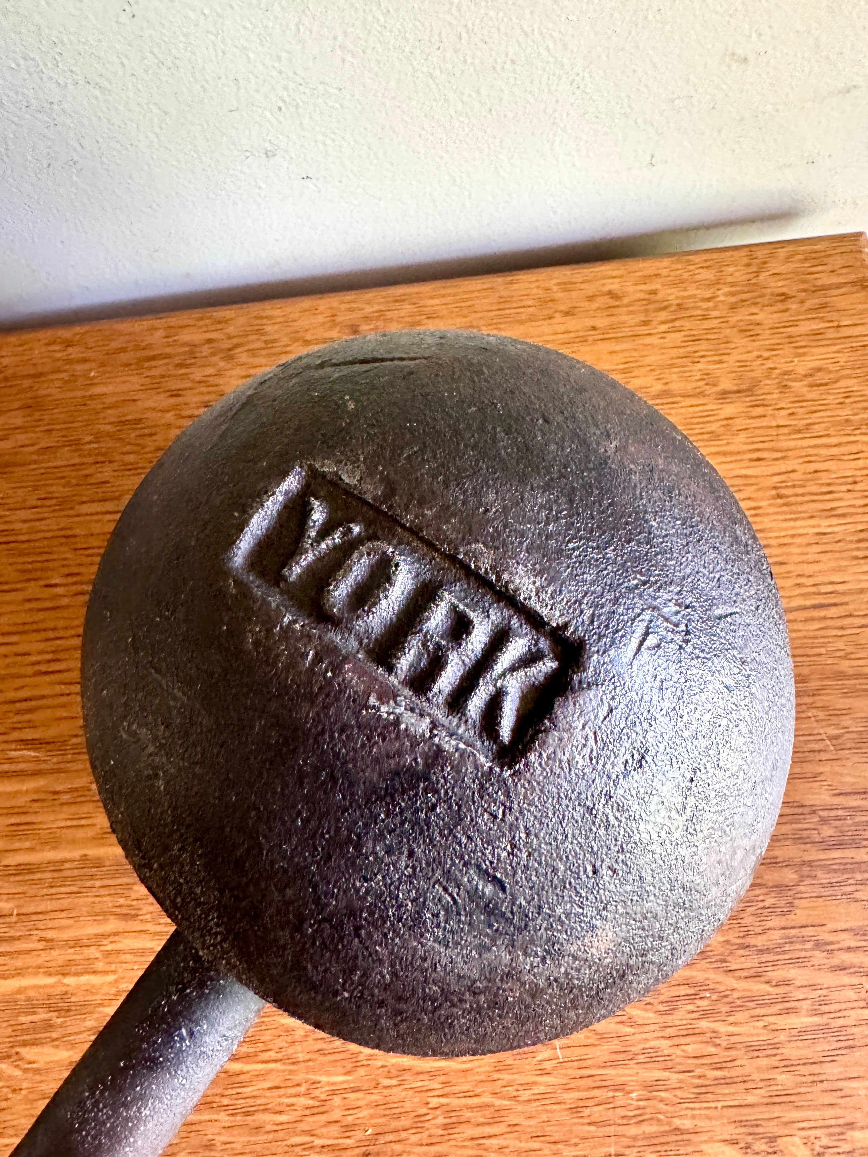 Antique York 70 Lb. Cast Iron Roundhead Dumbbell ~ Globe Style York 70 Lbs. Dumbbell