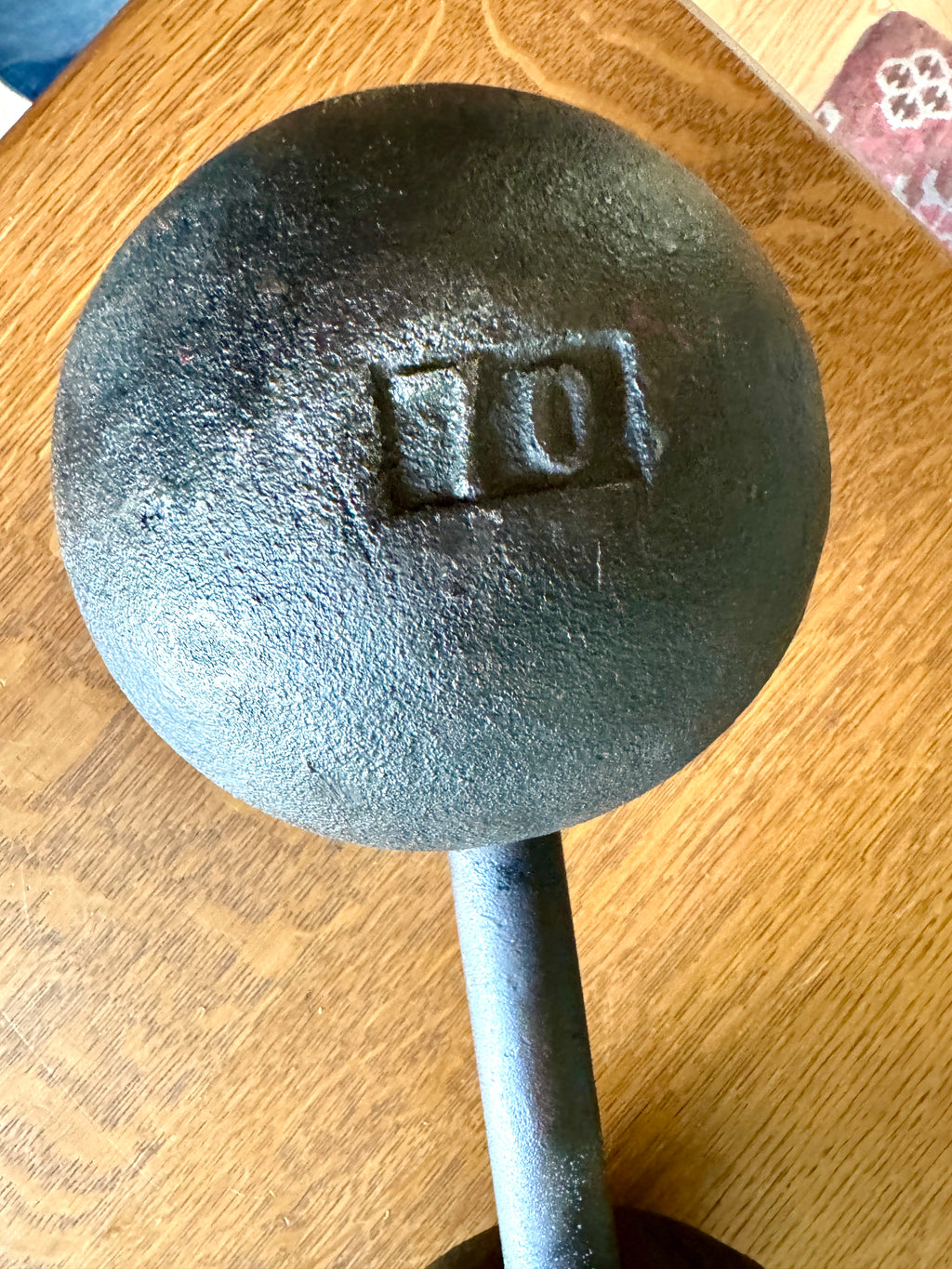 Antique York 70 Lb. Cast Iron Roundhead Dumbbell ~ Globe Style York 70 Lbs. Dumbbell