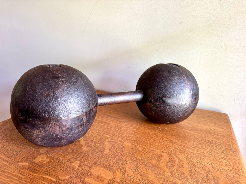 Antique York 70 Lb. Cast Iron Roundhead Dumbbell ~ Globe Style York 70 Lbs. Dumbbell