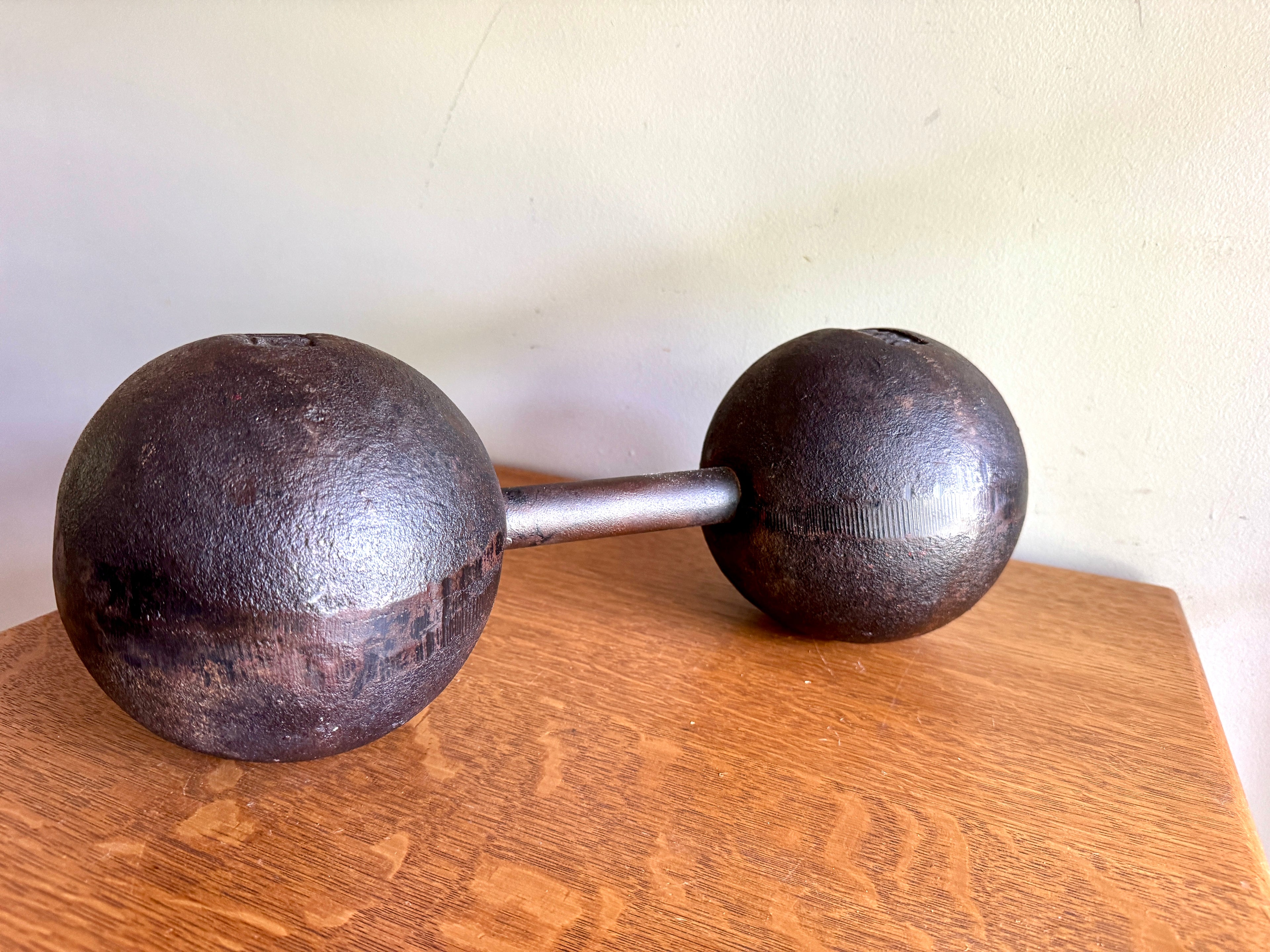 Antique York 70 Lb. Cast Iron Roundhead Dumbbell ~ Globe Style York 70 Lbs. Dumbbell