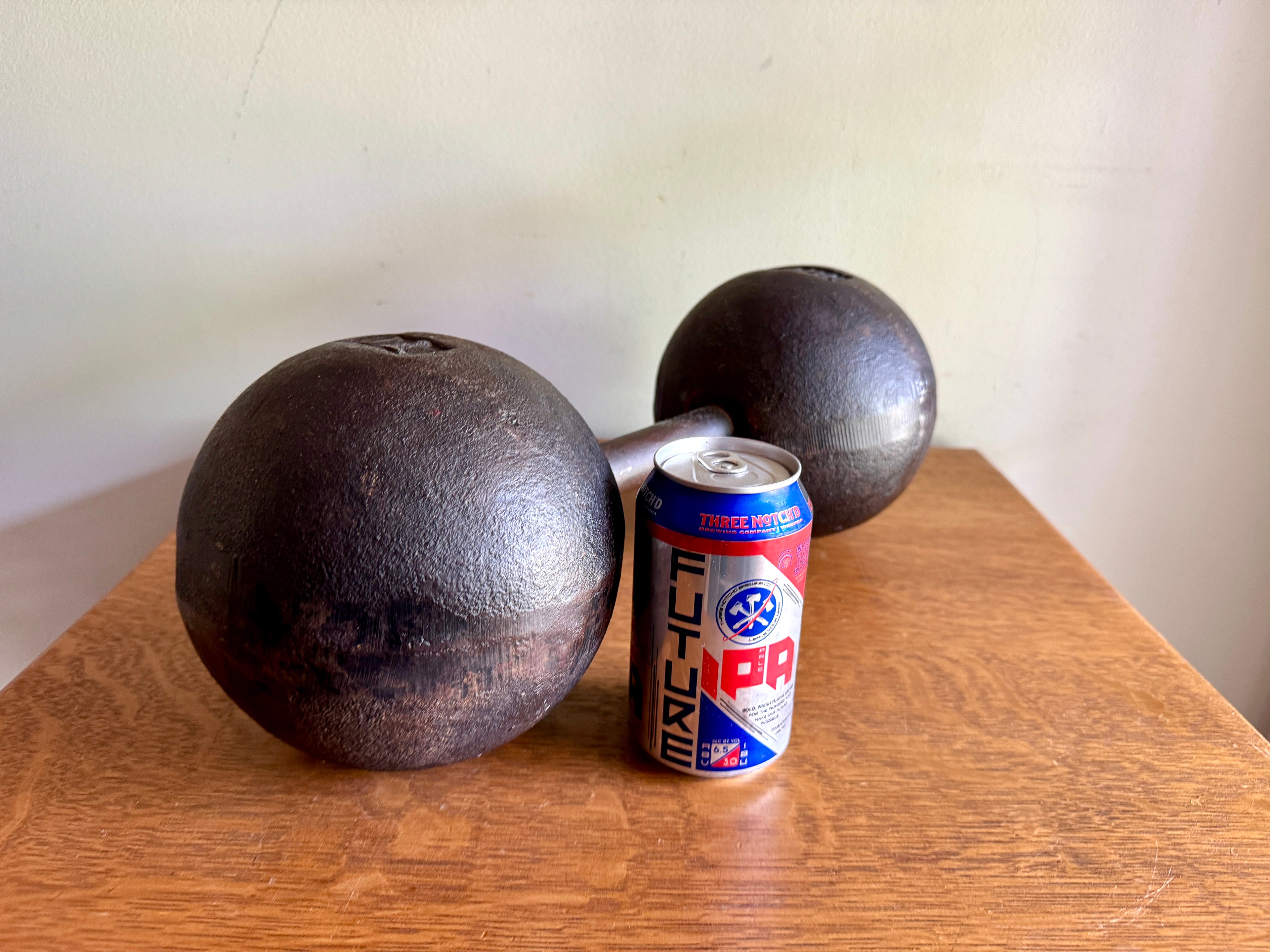 Antique York 70 Lb. Cast Iron Roundhead Dumbbell ~ Globe Style York 70 Lbs. Dumbbell