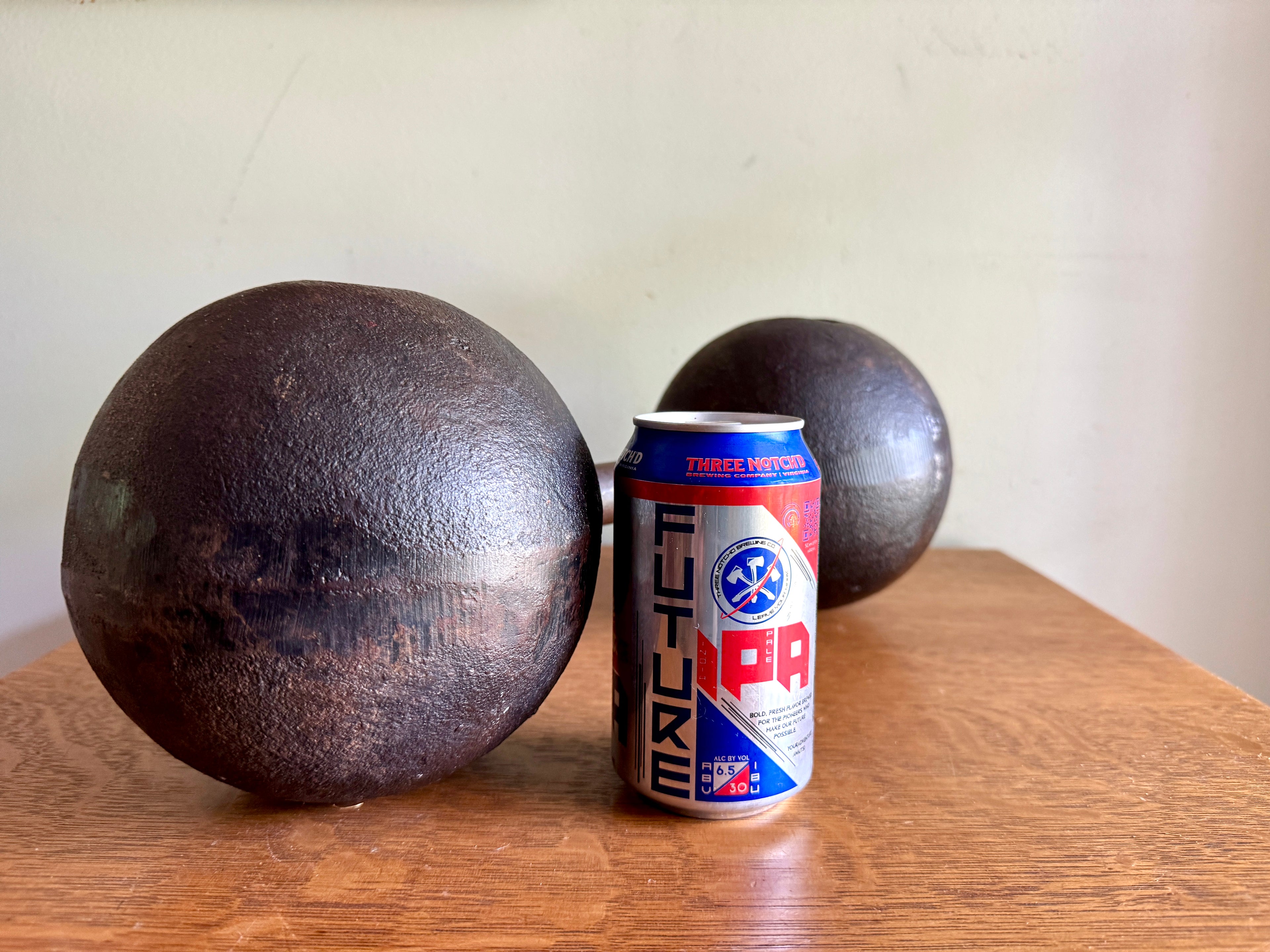 Antique York 70 Lb. Cast Iron Roundhead Dumbbell ~ Globe Style York 70 Lbs. Dumbbell