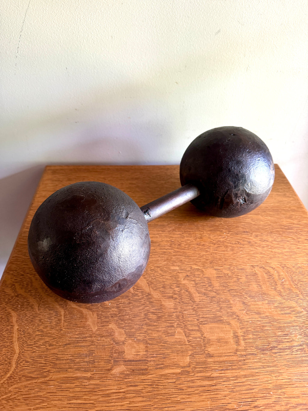 Antique York 70 Lb. Cast Iron Roundhead Dumbbell ~ Globe Style York 70 Lbs. Dumbbell