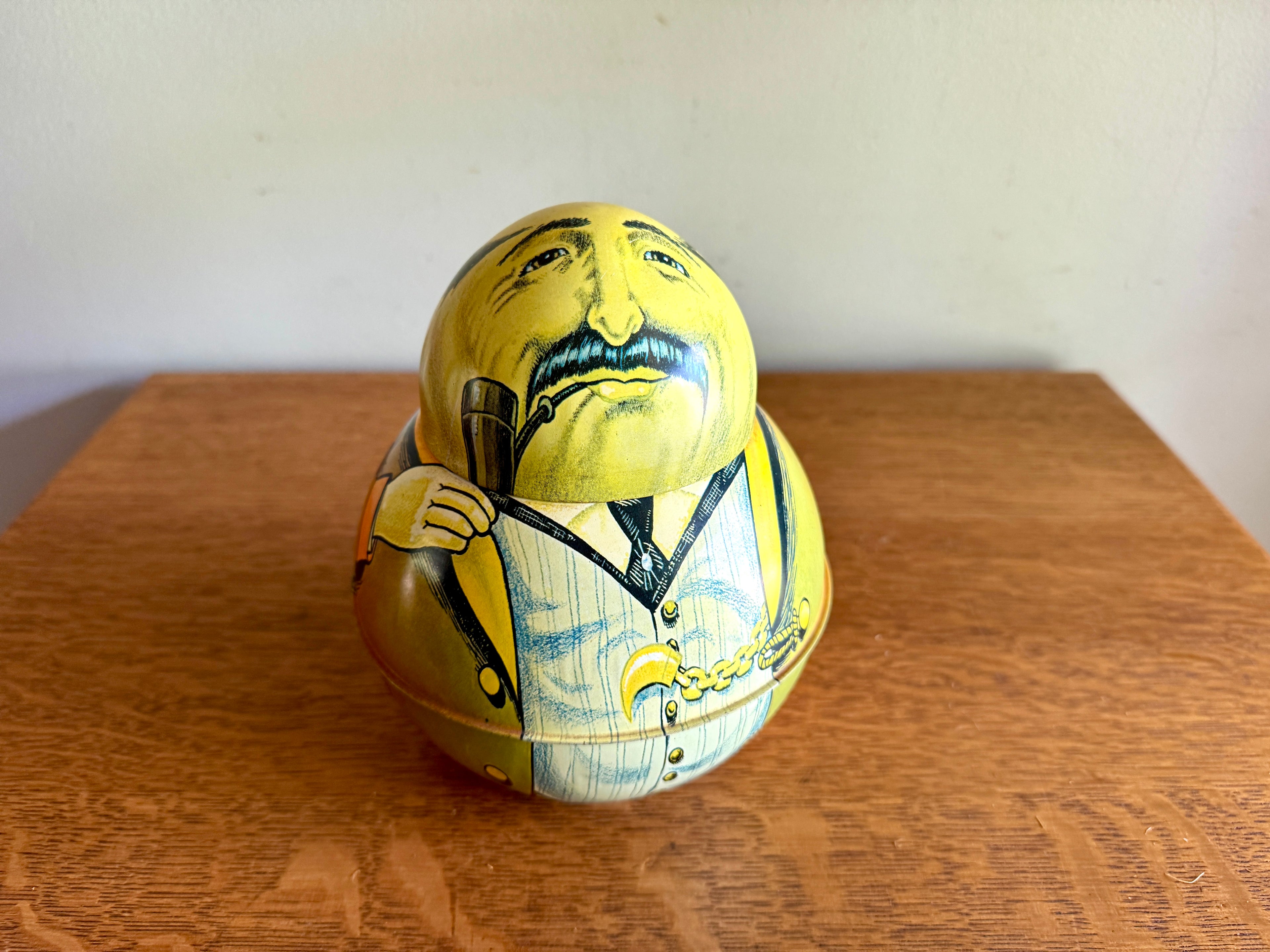 1979 Bristol Ware Roly Poly Tobacco Tin "Businessman" ~ "Brownie" Tin