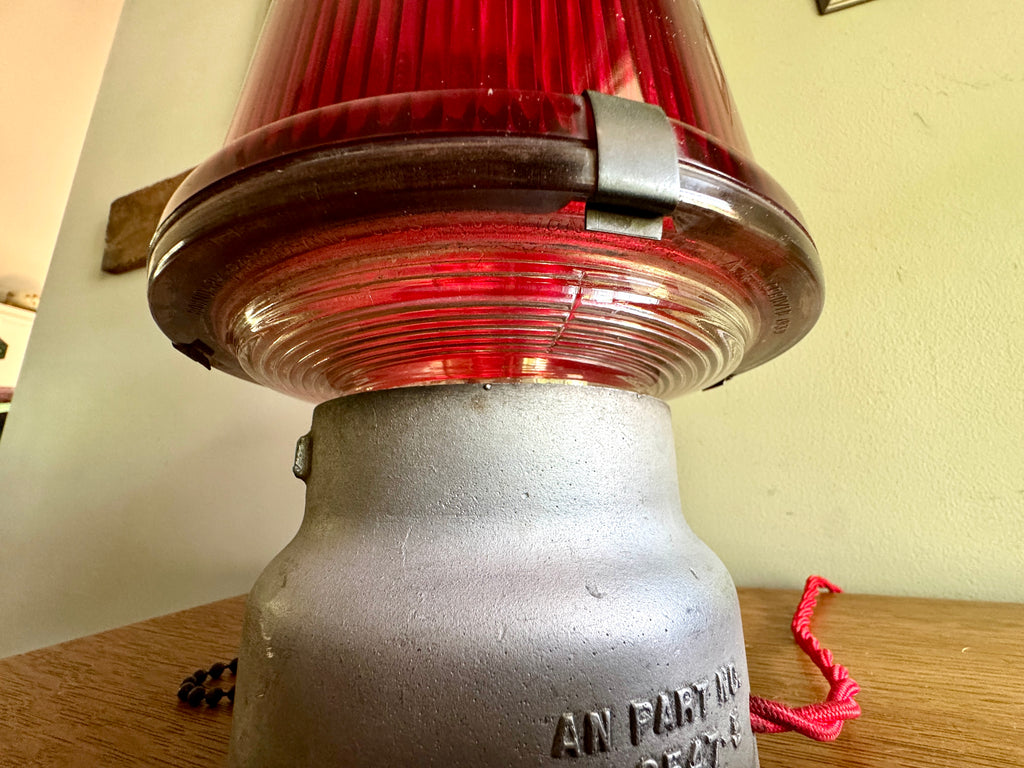 Vtg Crouse-Hinds Obstruction Light Red Globe Lamp ~ Large Obstruction Beacon Table Lamp