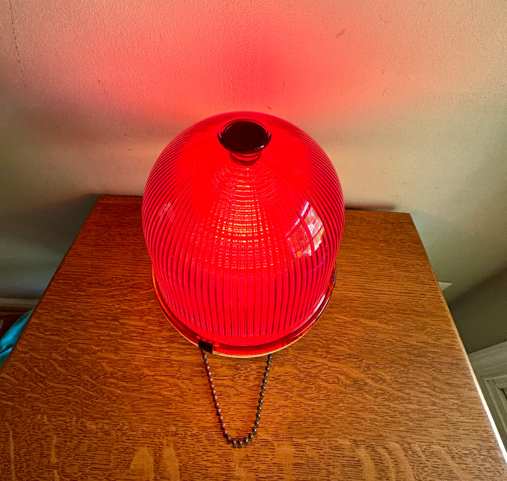 Vtg Crouse-Hinds Obstruction Light Red Globe Lamp ~ Large Obstruction Beacon Table Lamp
