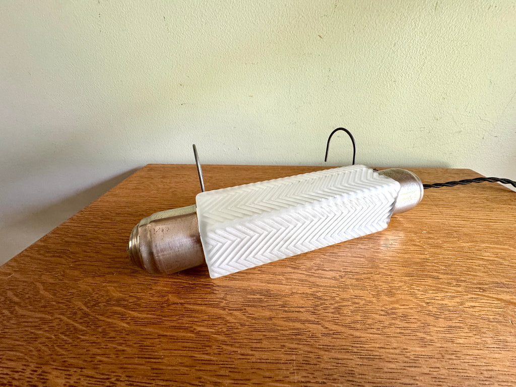 1930's Art Deco Frosted Glass Headboard Lamp ~ Frosted Pressed Glass Boudoir Lamp