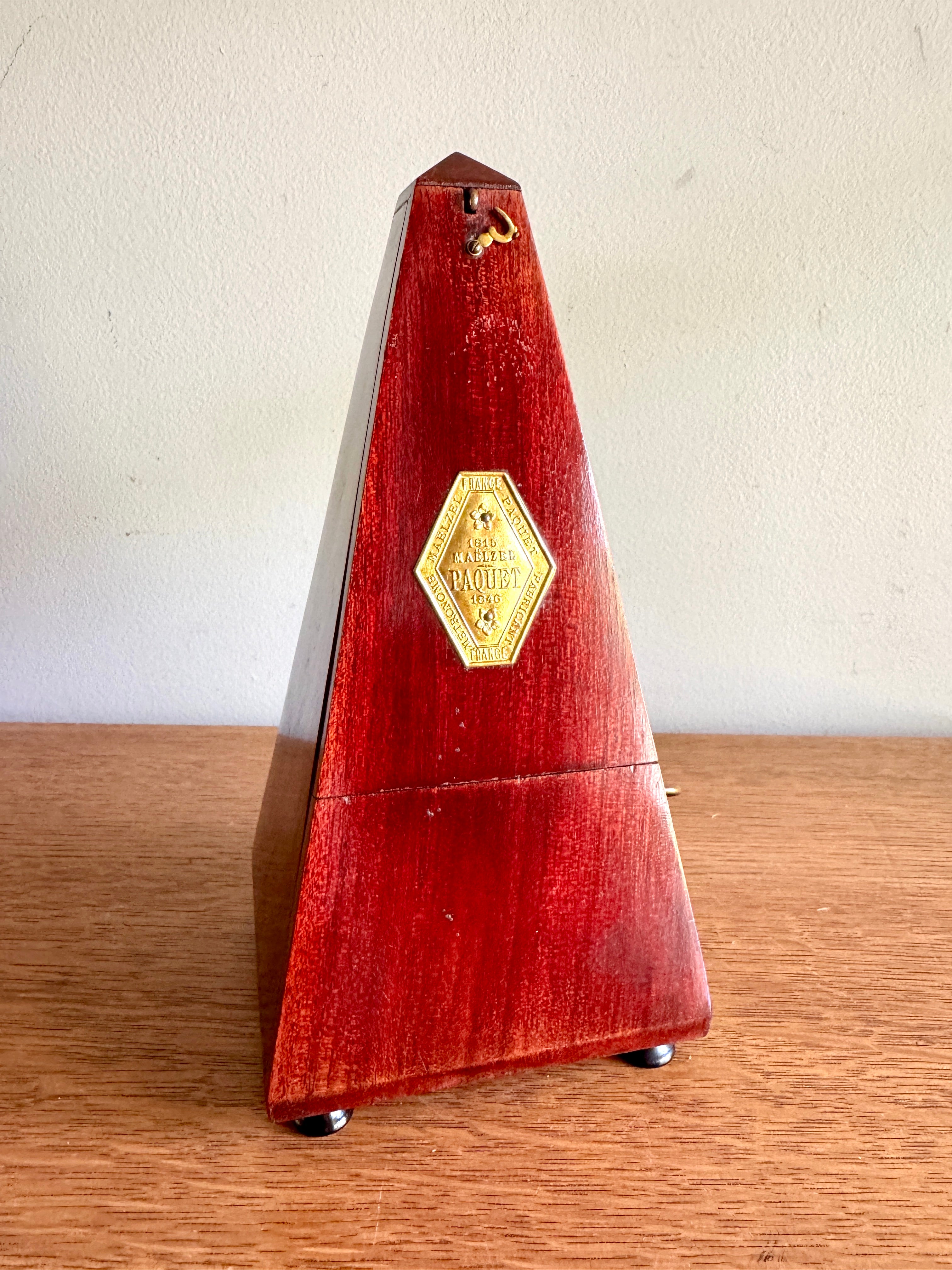 1920's Paquet Maelzel Paquet Mechanical Wood Metronome ~ French Wooden Metronome